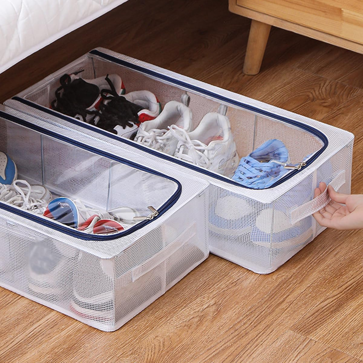 AIMALL Transparent Foldable Shoe Storage Box Set with Steel Frame, Dustproof Moisture-Proof, Installation-Free Visible Shoe Organizer for Home Use image number 5