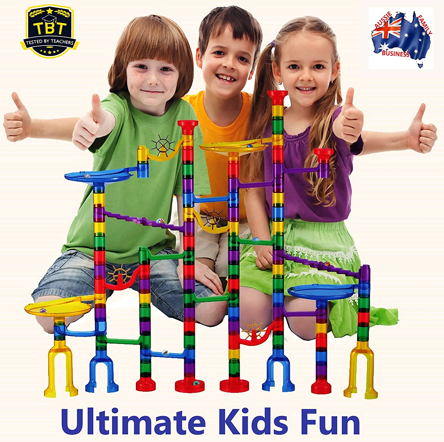 Marble Run Set with LED Flashing Marbles &ndash; 160Pc STEM Marble Maze Toy for Kids 5+ &ndash; Fun, Creative Educational Engineering Gift for Boys & Girls &ndash; Includes Glass Marbles, Storage & Guide &ndash; by Teachers image number 1