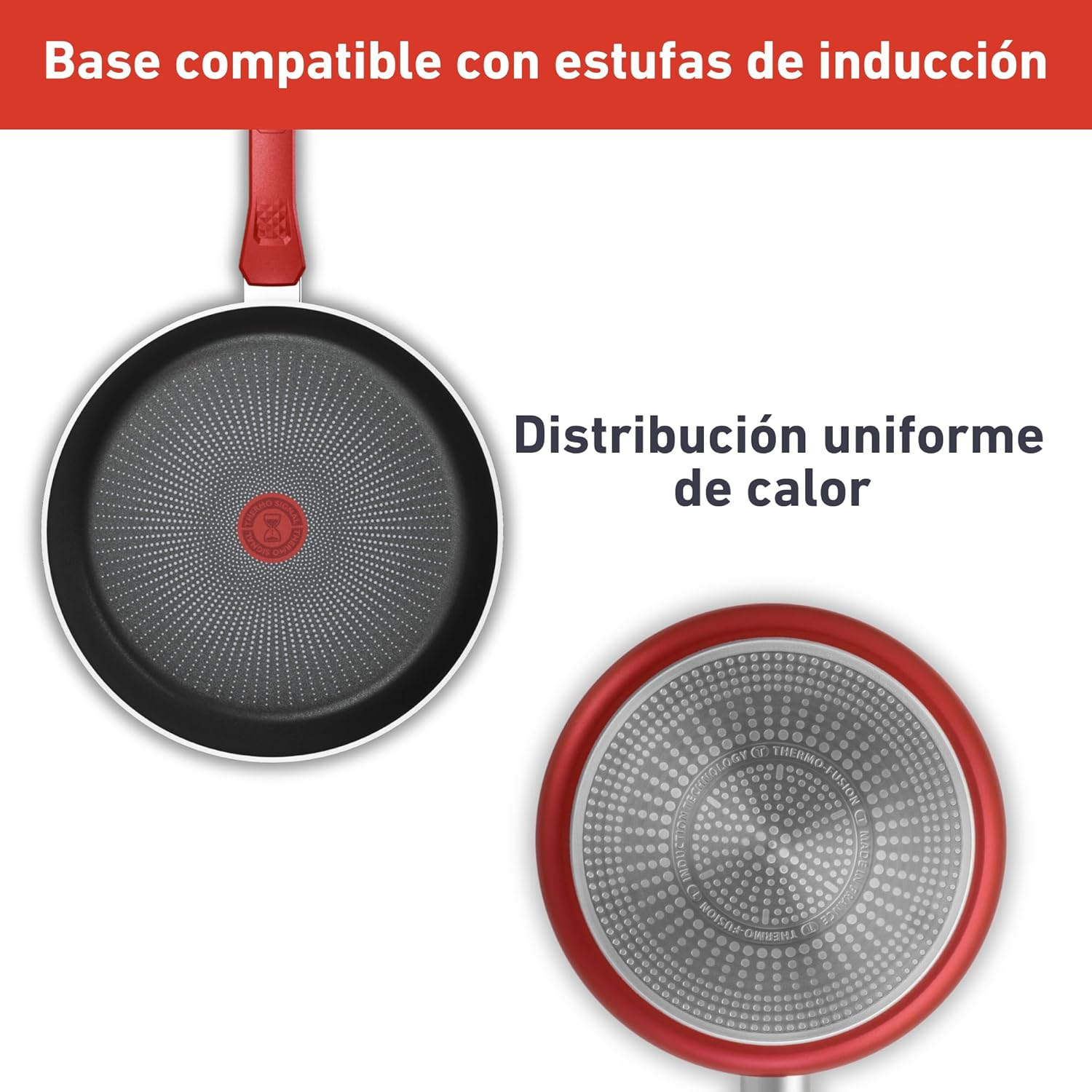 Tefal Daily Expert Red Non-Stick Frypan, 28Cm, C2890602, Fixed Handle Aluminium, Titanium Non-Stick Coating, Thermo Signal Technology for Easier Cooking, Suitable for All Cooktops, Oven Safe image number 1