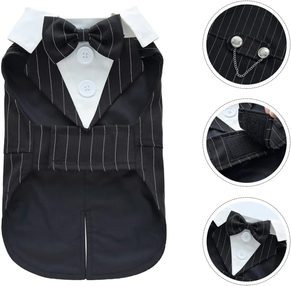 Mipcase Pet Tuxedo Dog Tuxedo Suit: Dog Bowtie Costumes Puppy Formal Dog Tuxedo Puppy Costume Outfit Comfy Dress Adjustable Wedding Bandana image number 6