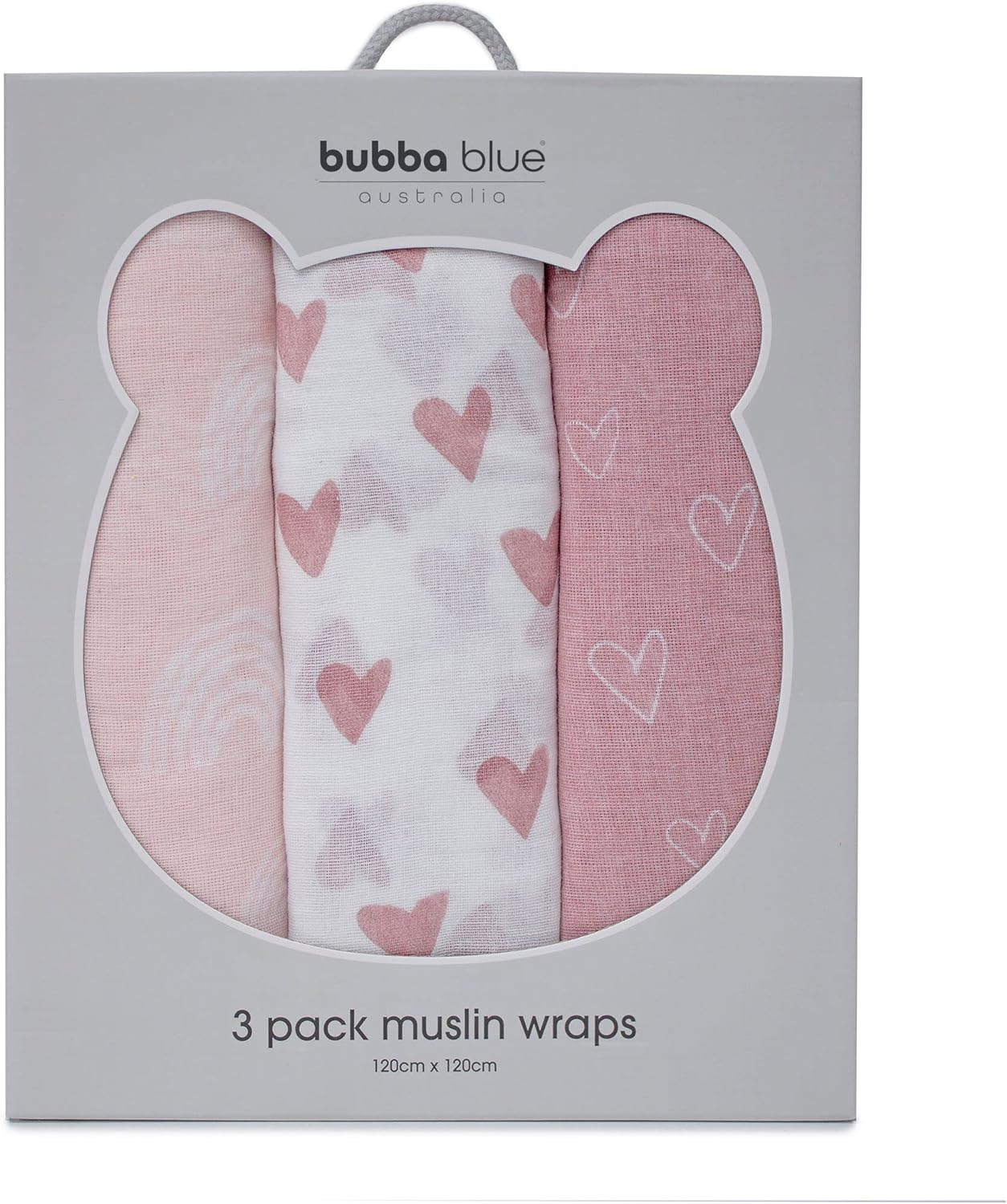 Bubba Blue Nordic Muslin Wrap 120 X 120 Cm Size, Dusty Berry/Rose (Pack of 3)