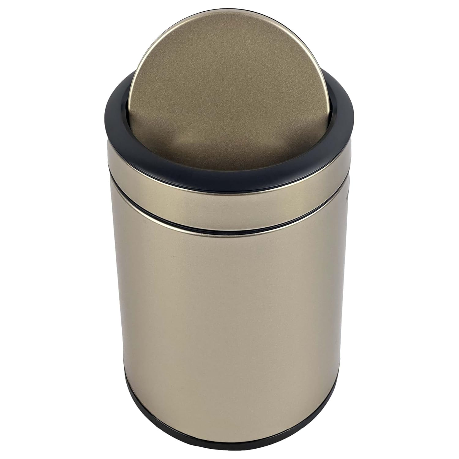 Kingsuns Luxury Hotel Dustbin with Lid Stainless Steel 8 Liter Small Trash Can Cylindrical Golden Color Fashion for Office, Living Room, Bedroom, Restroom, Beauty Salon, DB736B image number 2