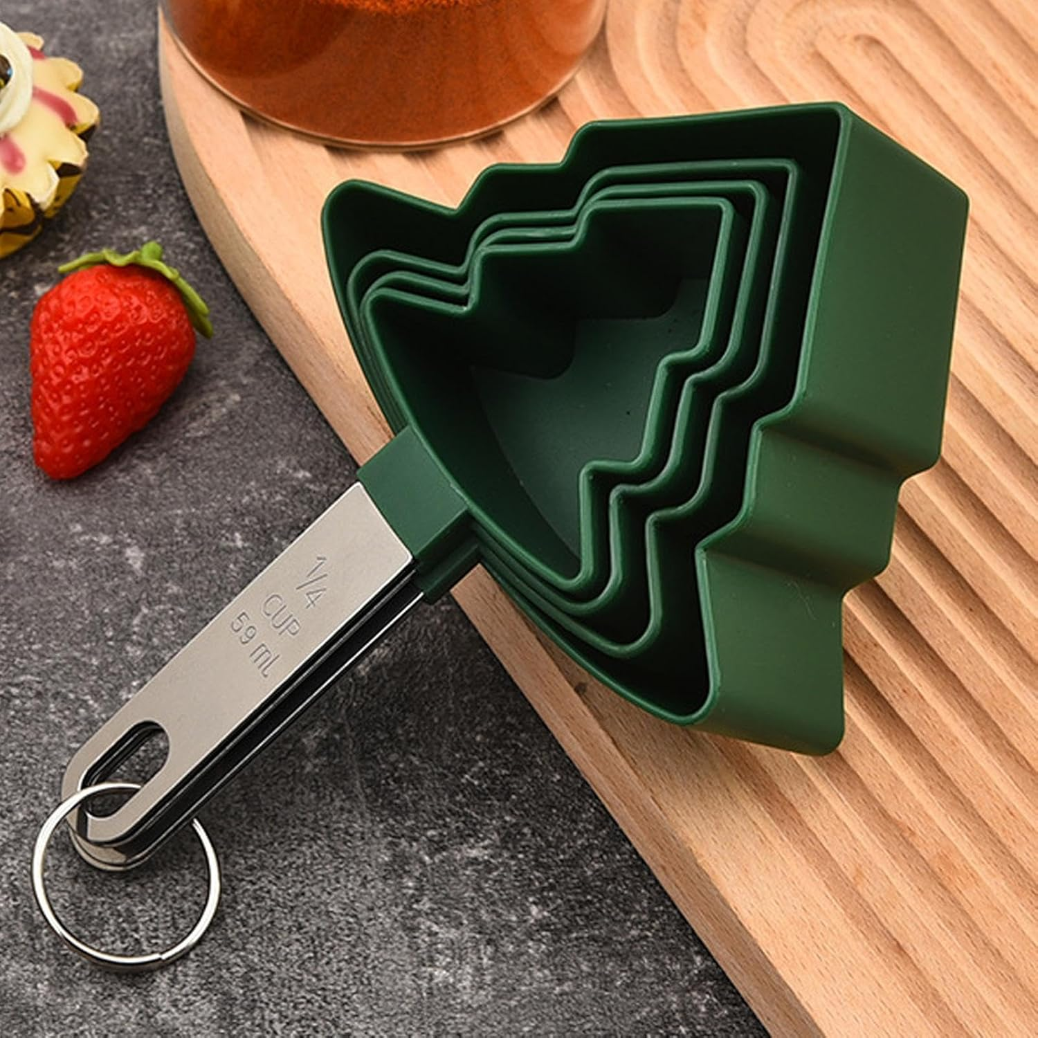 Measuring Cups and Baking Spoons Set,Measuring Cups and Spoons Set | 8X Christmas Tree Shape Kitchen Measuring Set,Accurate Measuring Set for Cooking and Baking image number 5