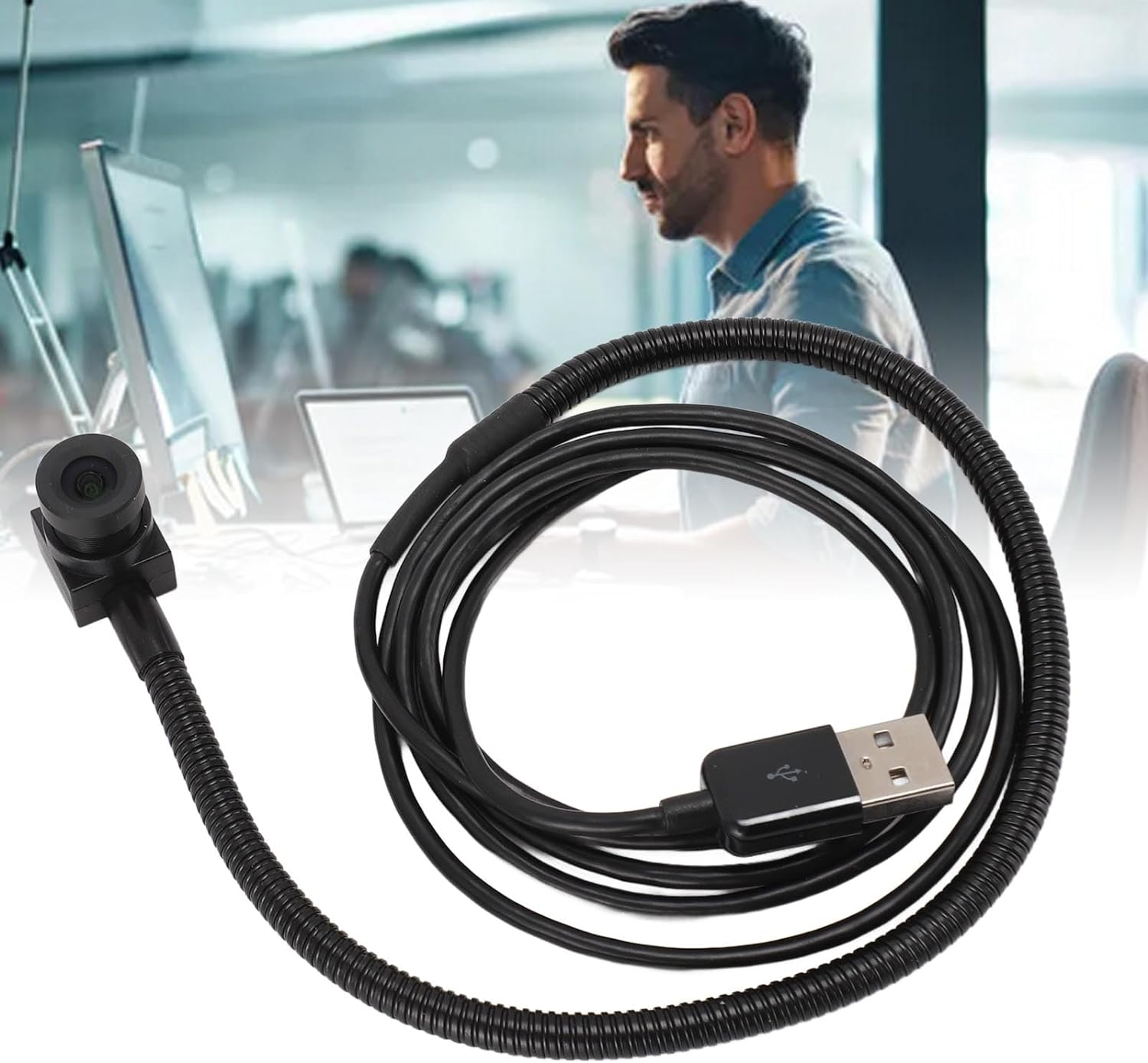 Eye Webcam, 1080P Middle Screen Webcam Auto Focus with Built in Microphone for Zoom for Skype for Hangouts, USB Computer Camera for Wins for Android TV image number 1