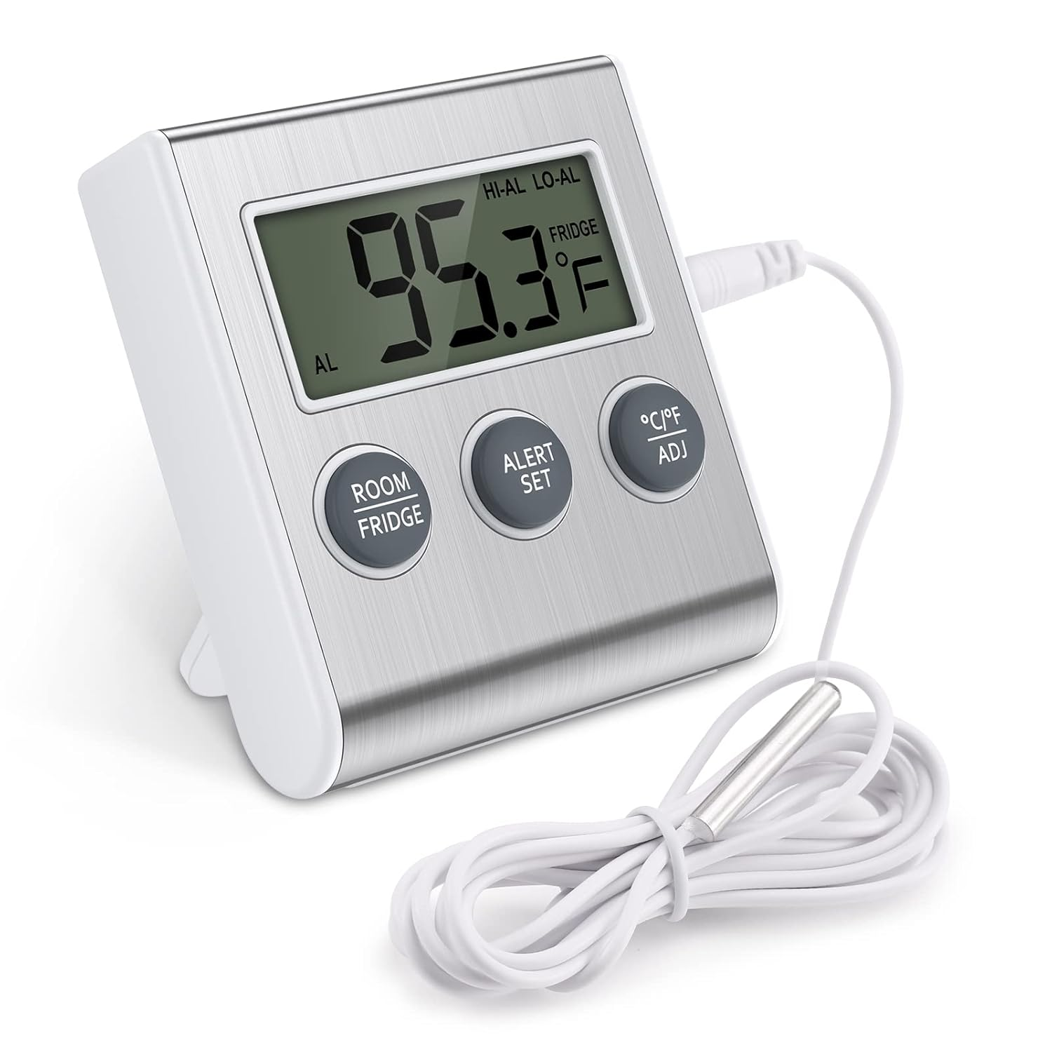 ORIA Digital Refrigerator Thermometer, Fridge Thermometer with High Low Temperature Alarm, Memory Function, Battery Operated - Black