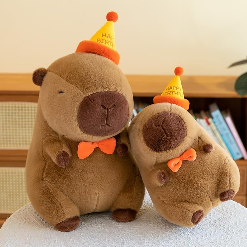 Cute Birthday Capybara Plush, 12-Inch Kawaii Stuffed Animal Soft Toy, Birthday Gifts, Party Decoration for Kids image number 1