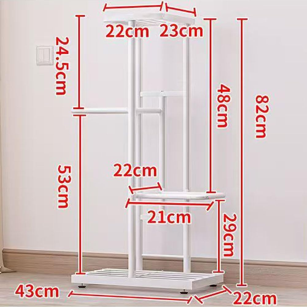 Hbluefat 4 Tier Metal Plant Stand Rack, 5 Potted Multiple Flower Pot Holder Shelf, Indoor&Outdoor Planter Display Shelves for Patio Garden, Living Room, Corner Balcony and Bedroom (White) - Black image number 2