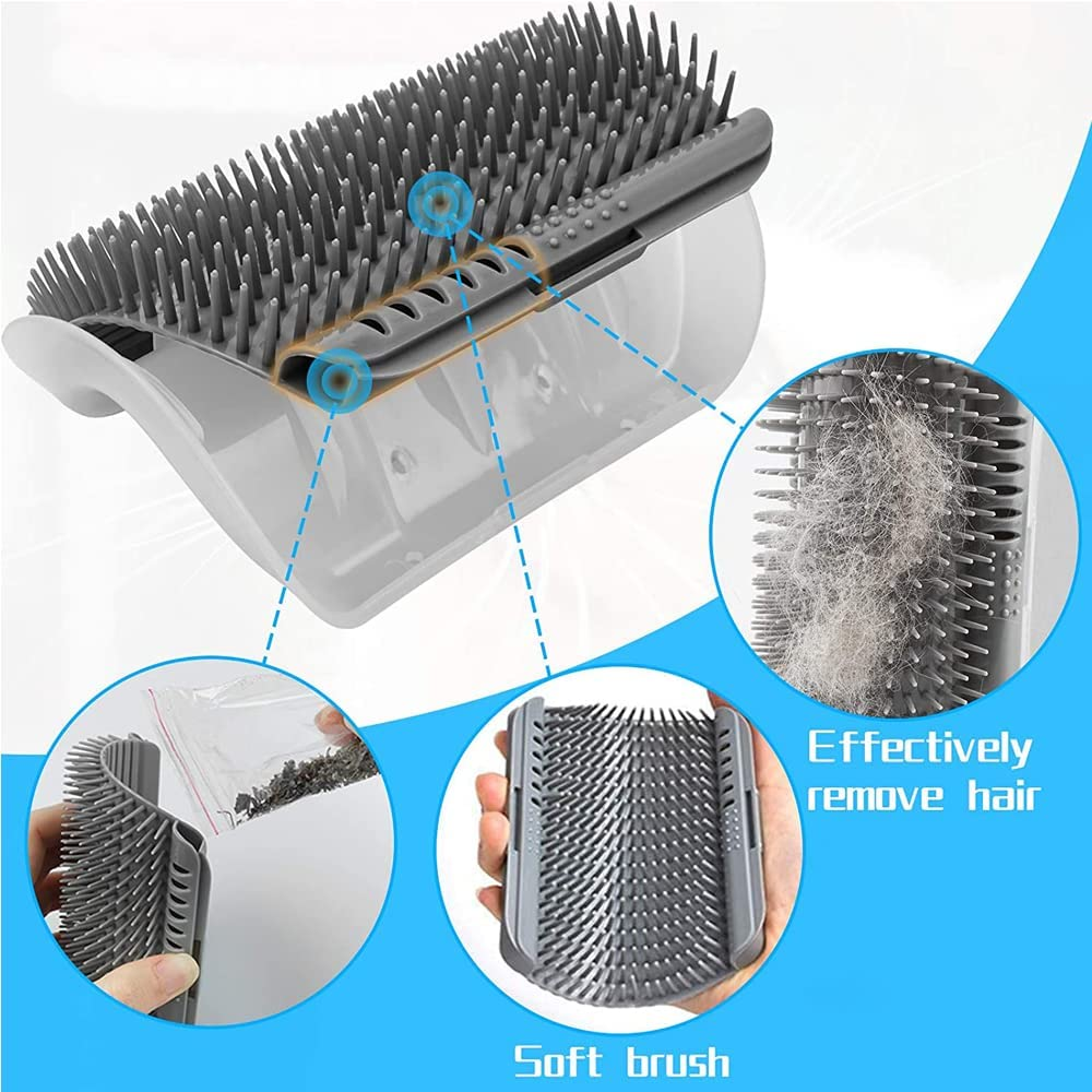 Cat Self Massage Scratcher Brush Comb Wall Corner Cat Scratching Post Comb Toya (Grey) image number 1