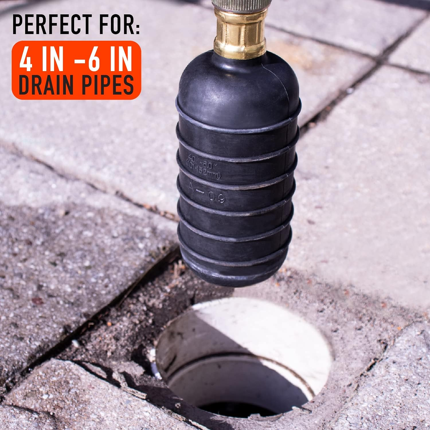 Drainx Hydro Pressure Drain Cleaning Bladder - Fits 4" to 6" Drain Pipes - Unclogs Stubborn Blockages in Bathroom Sinks, Shower Drains, Bathtubs, Plumbing Pipes image number 6