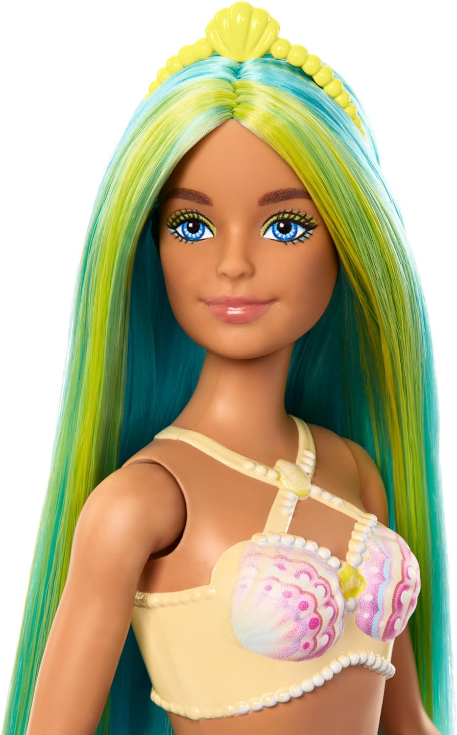 Barbie Mermaid Dolls with Fantasy Hair and Headband Accessories, Mermaid Toys with Shell-Inspired Bodices and Colorful Tails image number 6