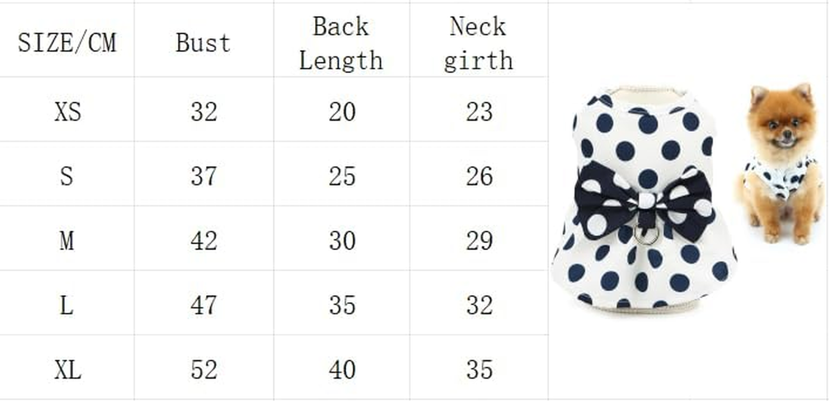 Polka Dot Dog Dress for Small Dog Girls Puppy Harness Dress with D Ring and Bow Spring Summer Breathable Pet Short Skirt (White, S) image number 2