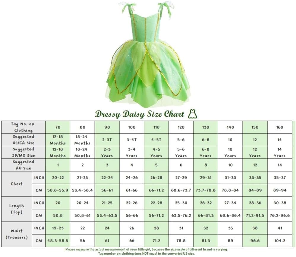 Dressy Daisy Green Fancy Fairy Halloween Costume Birthday Party Dress up with Butterfly Wings for Toddler Girls Size 1 to 14 image number 4