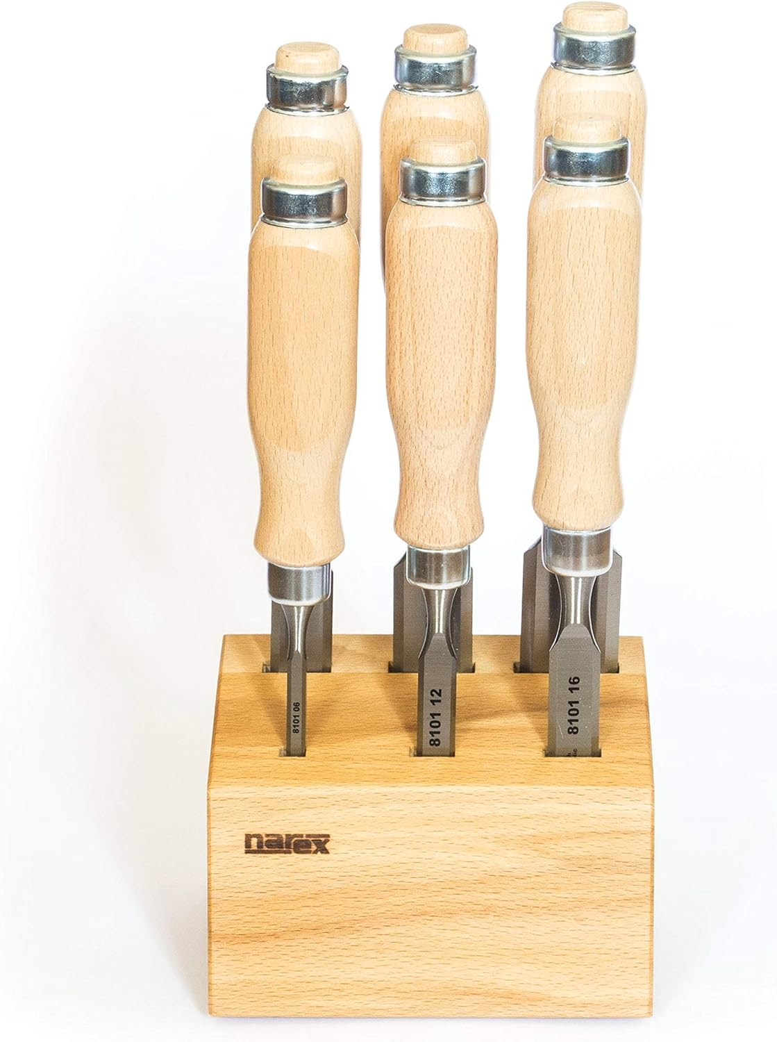 Narex Set of 6 Cabinet Chisels Bevel Edge in Block for Wood Joinery