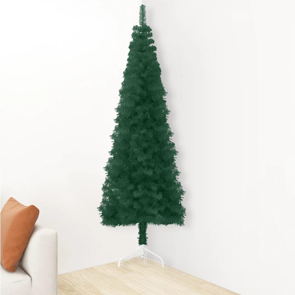 Christmas Tree, Xmas Tree Fake Tree Holiday Decoration Slim Artificial Half Christmas Tree with Stand Green 180 Cm image number 5
