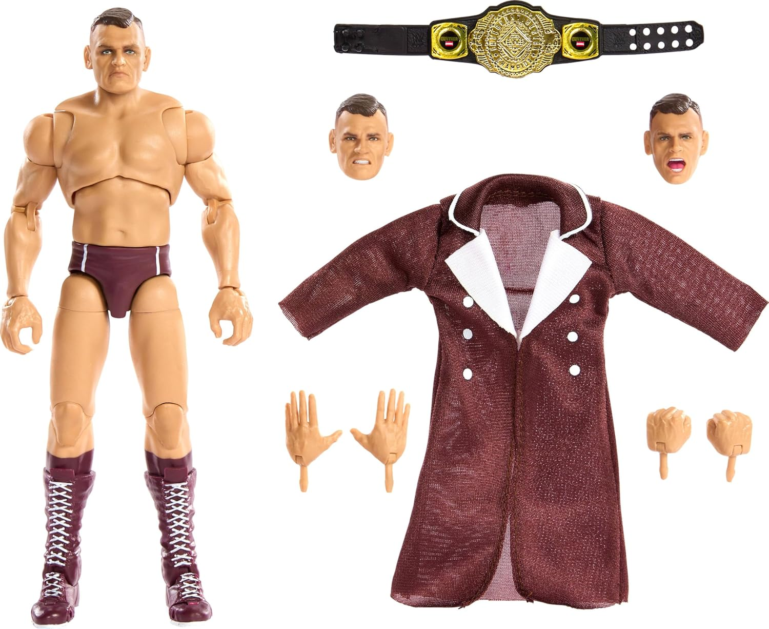Mattel WWE Ultimate Edition Action Figure & Accessories, 6-Inch Gunther Collectible Set, Swappable Heads & Hands, Entrance Gear & 30 Articulation Points​ image number 4