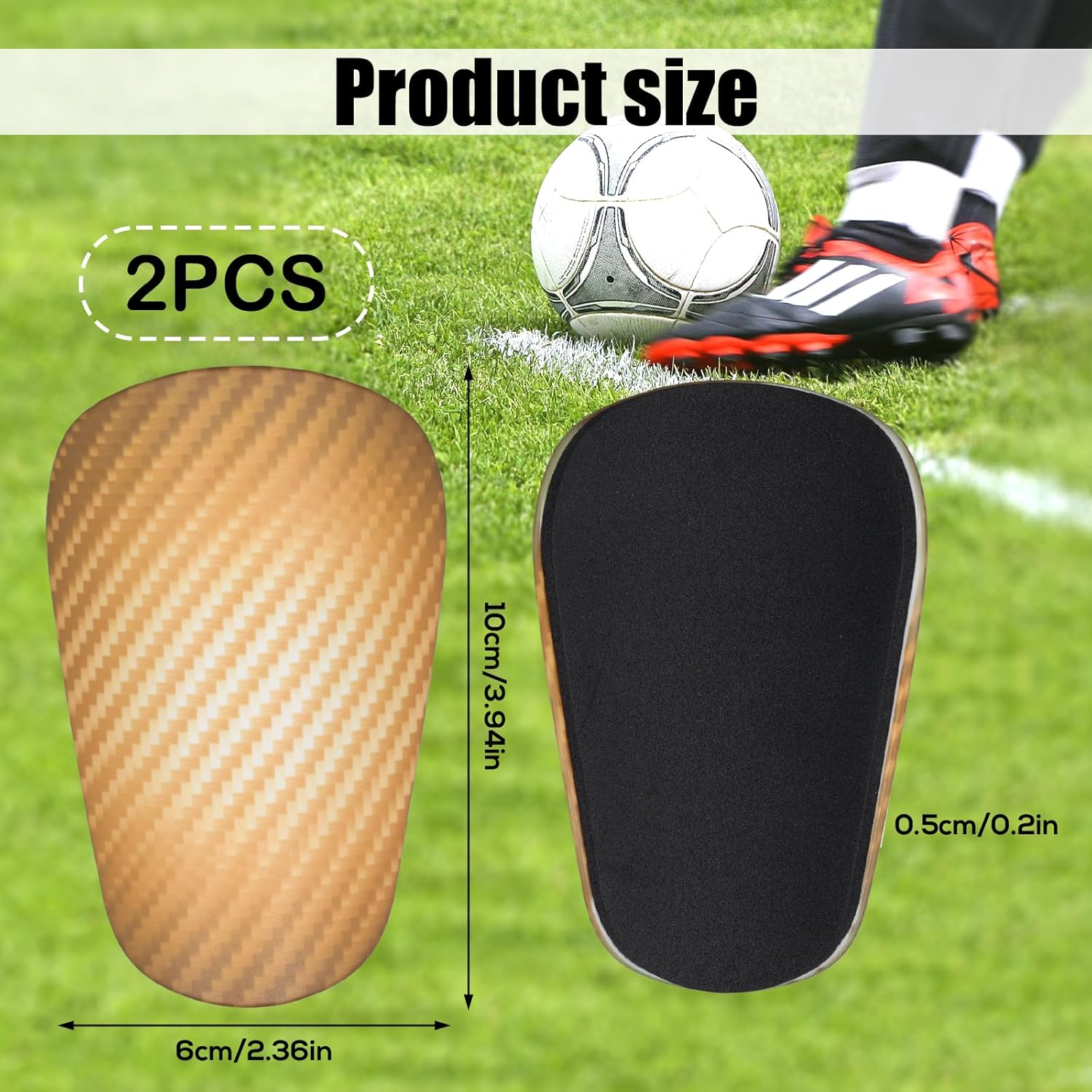 2Pcs Extra Mini Soccer Shin Guards, 3.94X2.36 Inch Miniature Football Shin Pads Small Shin Guards Youth & Adults Tiny Protective Equipment for Kids Boys Girls Women Men (Yellow) image number 6