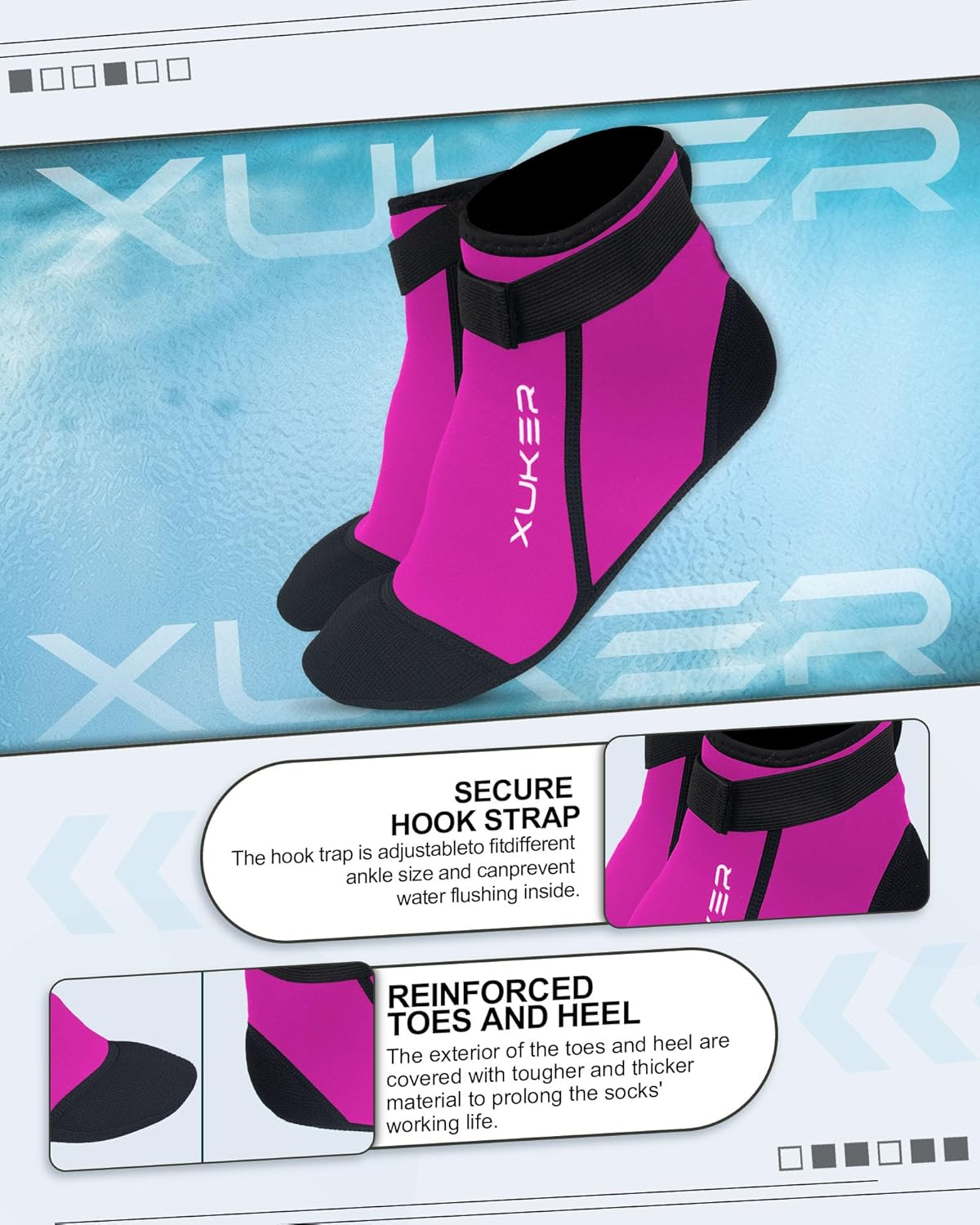 XUKER Neoprene Socks, 3Mm Beach Volleyball Sand Soccer Wetsuit Socks Water Booties for Diving Snorkeling Kayaking Paddling image number 4