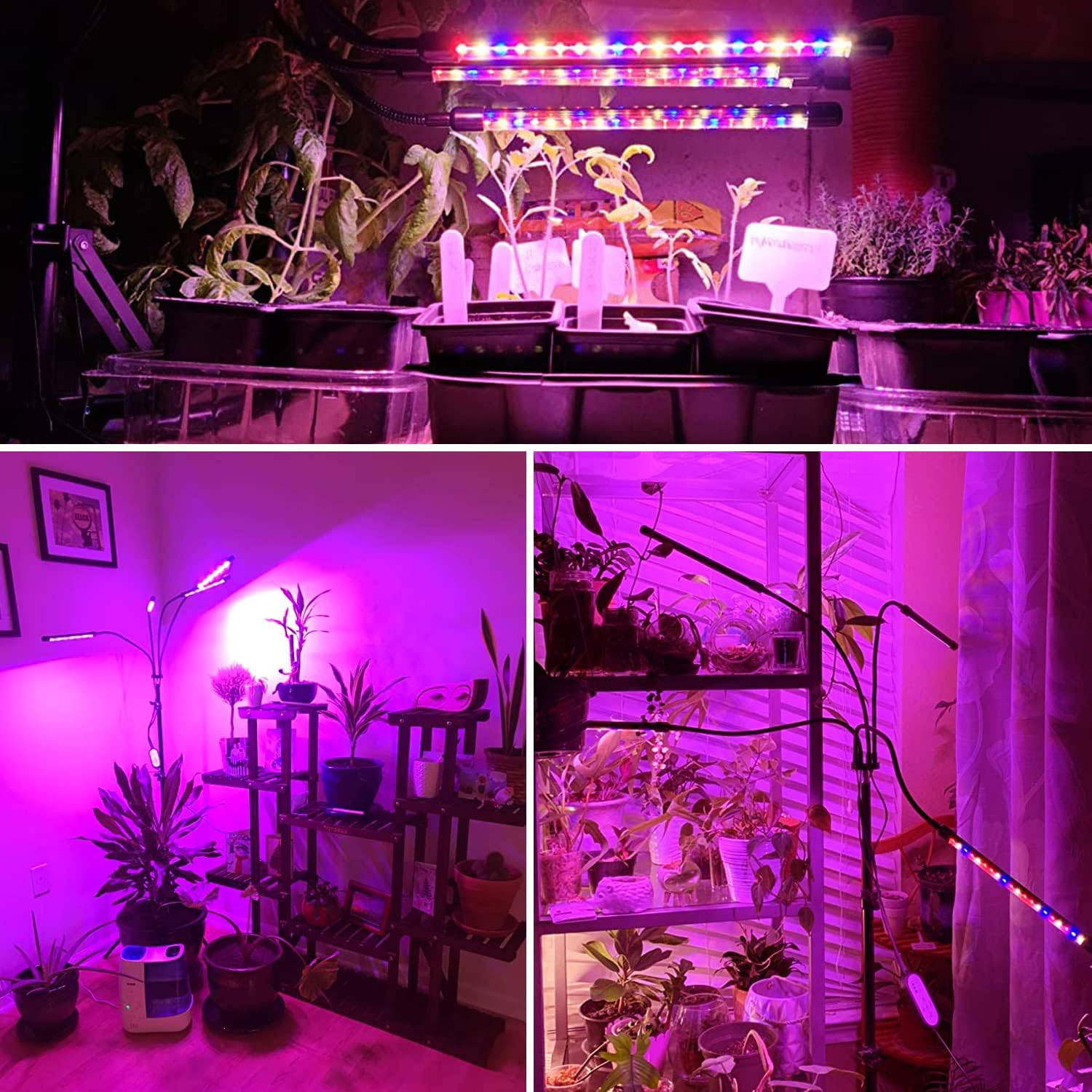 Wolezek Plant Light for Indoor Plants, 4-Head 80 LED Full Spectrum Grow Lights for Seed Starting with 15-61 Inches Adjustable Tripod Stand, Red Blue Warm White Floor Grow Lamp with Auto 6/12/16H Timer image number 1