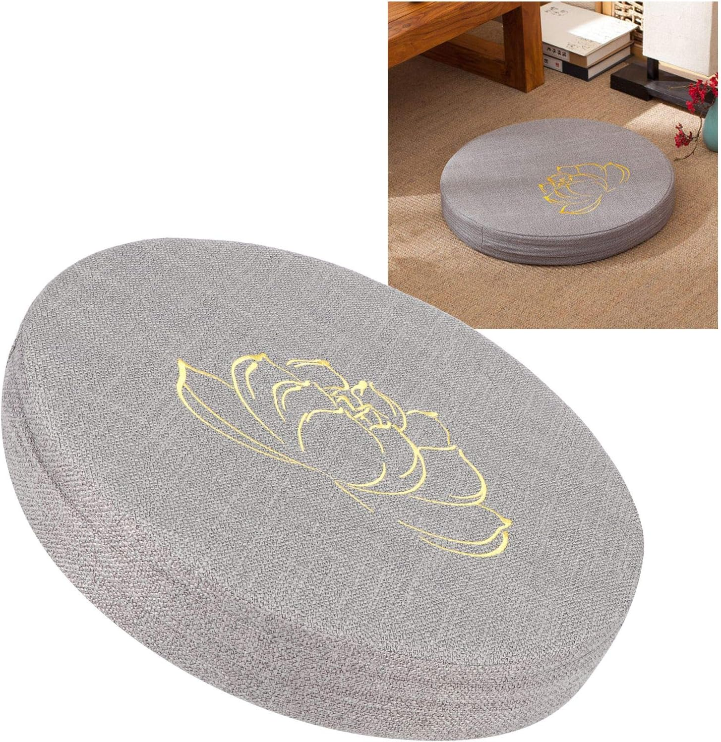 Outdoor round Floor Cushions for Sitting, Meditation, Yoga, Living Room, Sofa, Balcony (Grey) image number 4