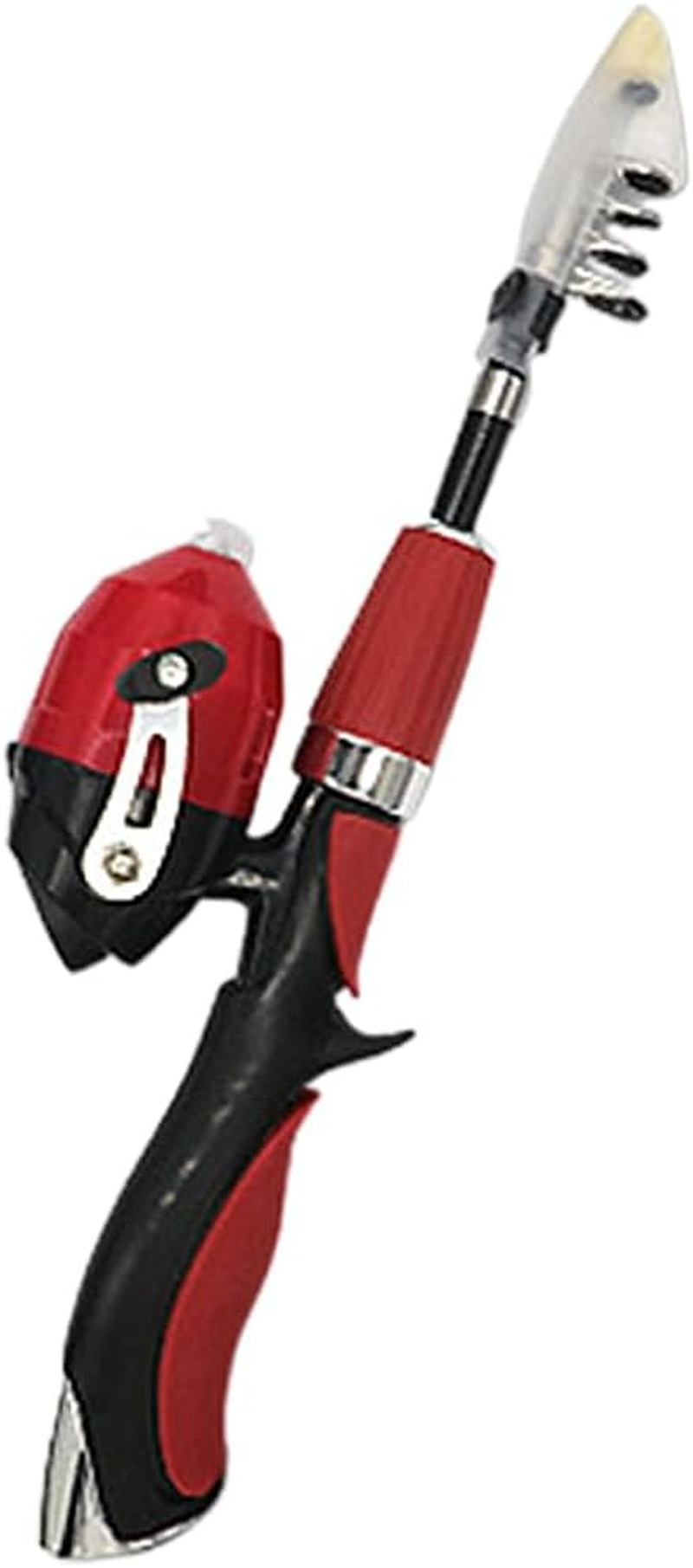 AIMALL Mini Children Sea Rod Set - Portable Retractable Road Rod Fishing Gear, Full Kit, 21.7&rdquo; Total Length, Red and Black image number 4
