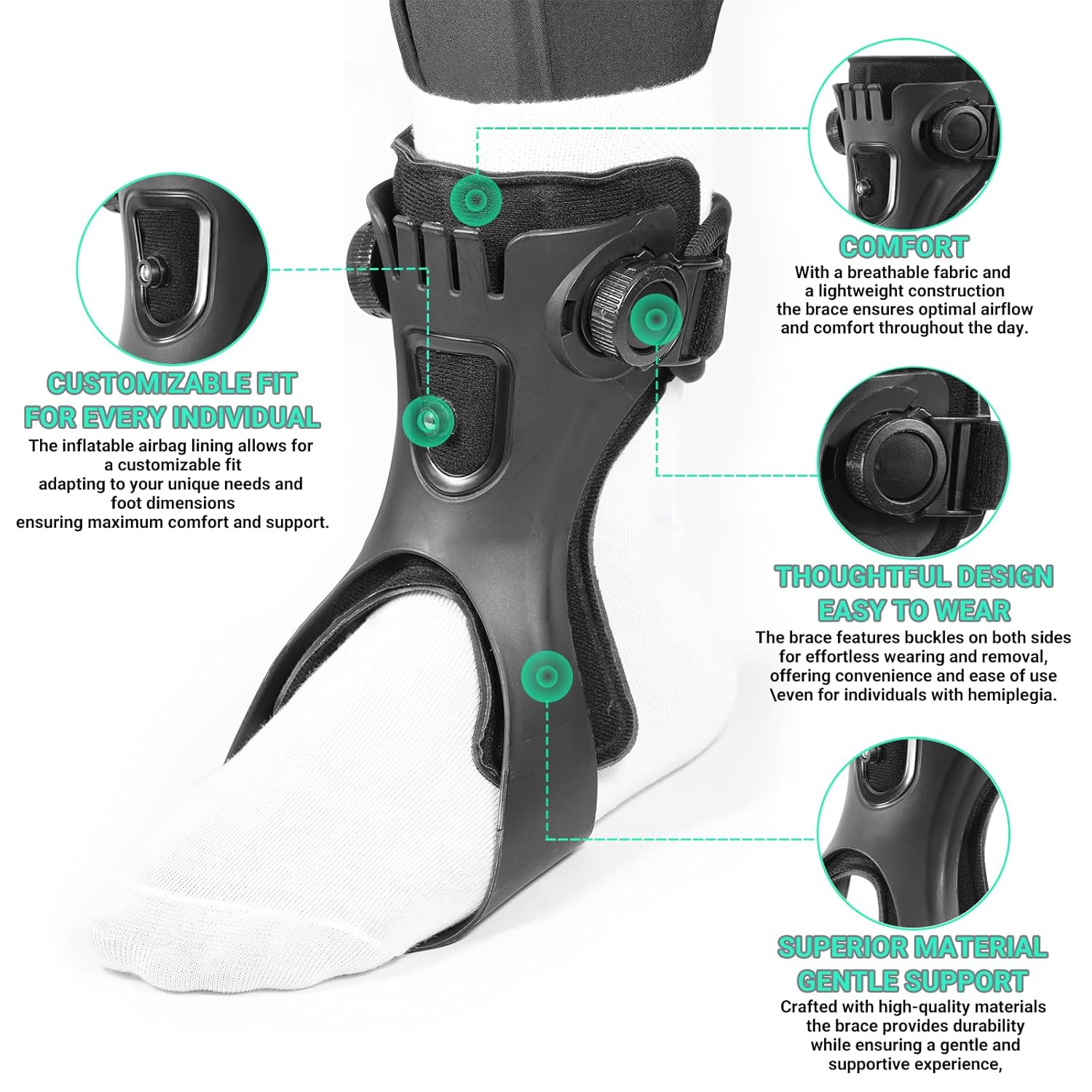 Ankle Foot Orthosis Brace for Foot Drop,Afo Ankle Brace Foot up Stabilizer for Hemiplegia, Ankle Support Shoes Walking for Stroke Rehab Training at Home (L, LEFT) image number 2