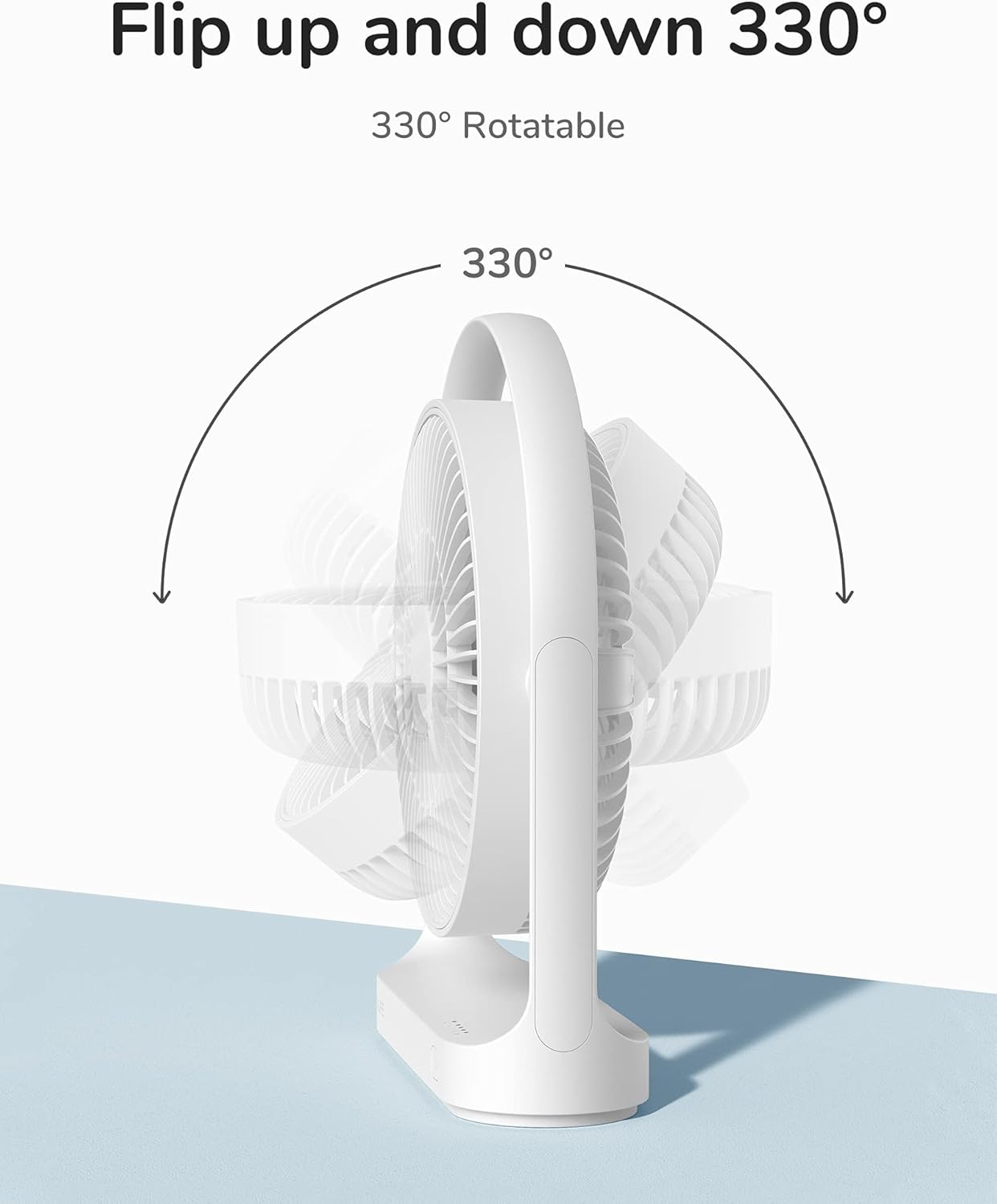 JISULIFE Desk Fan, Small Personal USB Desktop Fan with 4 Speeds, Quiet Operation Mini Portable Table Cooling Fan with Unique Design for Home Desktop Office Table Bedroom, Strong Wind, 330&deg;Rotate-White image number 3