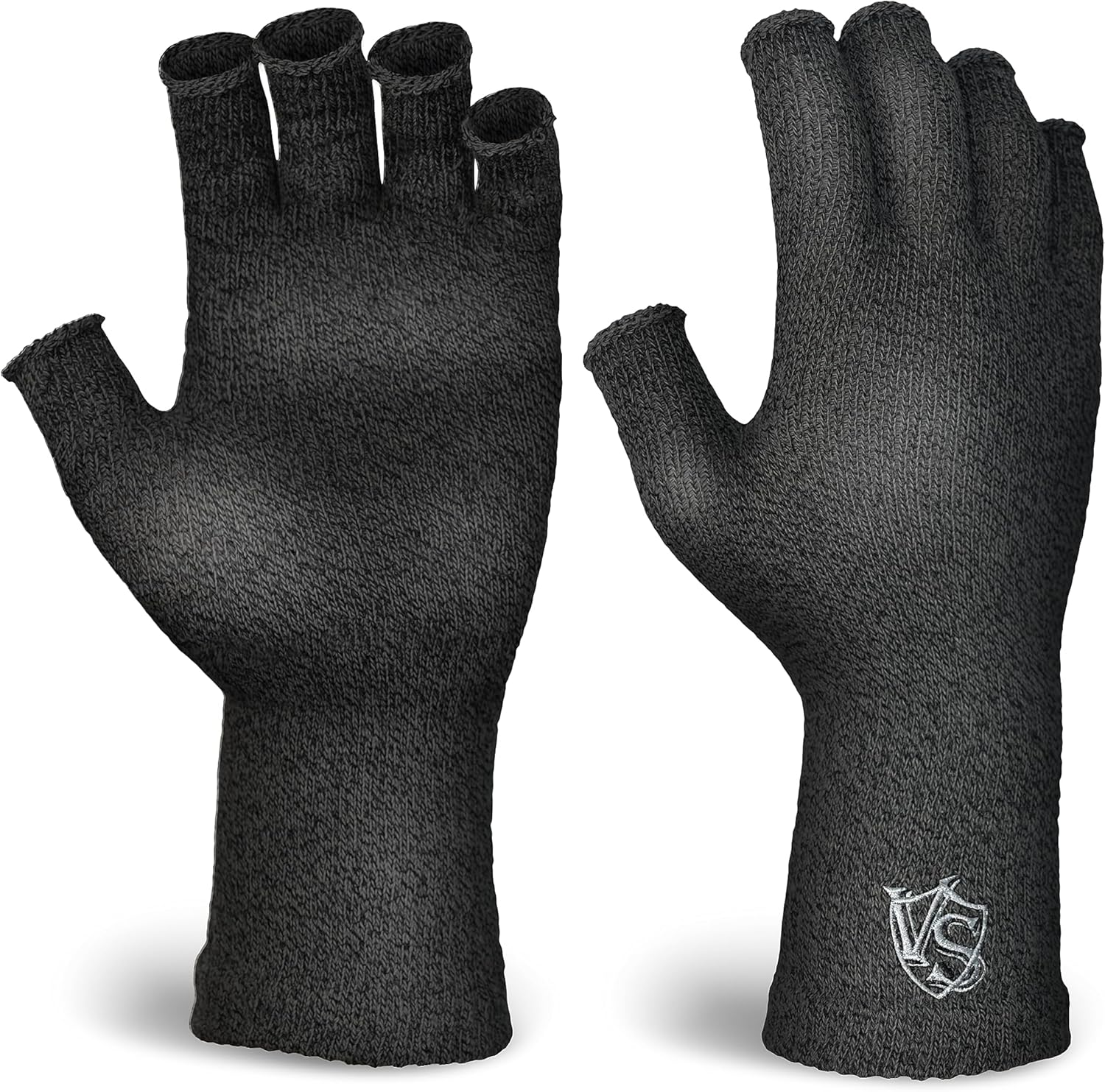 Vital Salveo Germanium & Charocal Fingerless Recovery Gloves,Half Finger Gloves,Arthritis,Stretchy Hands Office, Typing Texting,Circulation,For Men and Women (Pair) image number 2