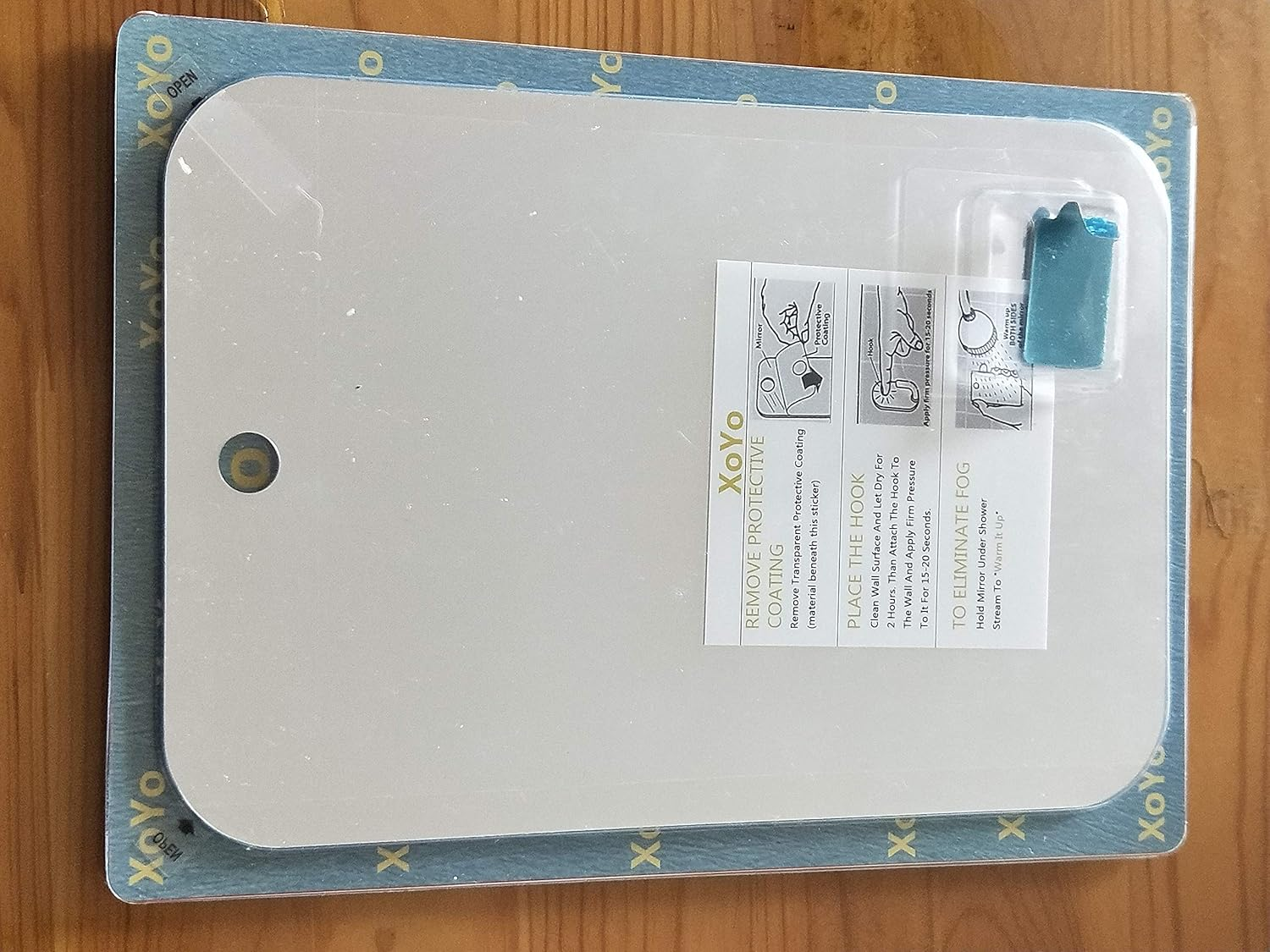 Xoyo 2-Pack Fogless Shower Mirror, Frameless, Rectangular, Stainless Steel, Adhesive Mount, 11" X 7.48" (Large), 6" X 4" (Small), 2.7 Oz, 2 Pack image number 6