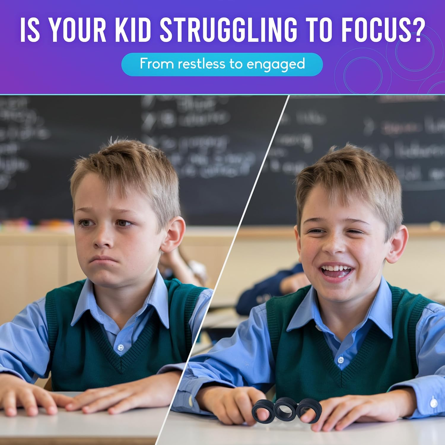 Bunmo Fidget Toys - Magnetic Fidget Rings Fidget Toy. the Fidget Ring Spins, Connects, and Separates, Making Ideal Stress Toys.