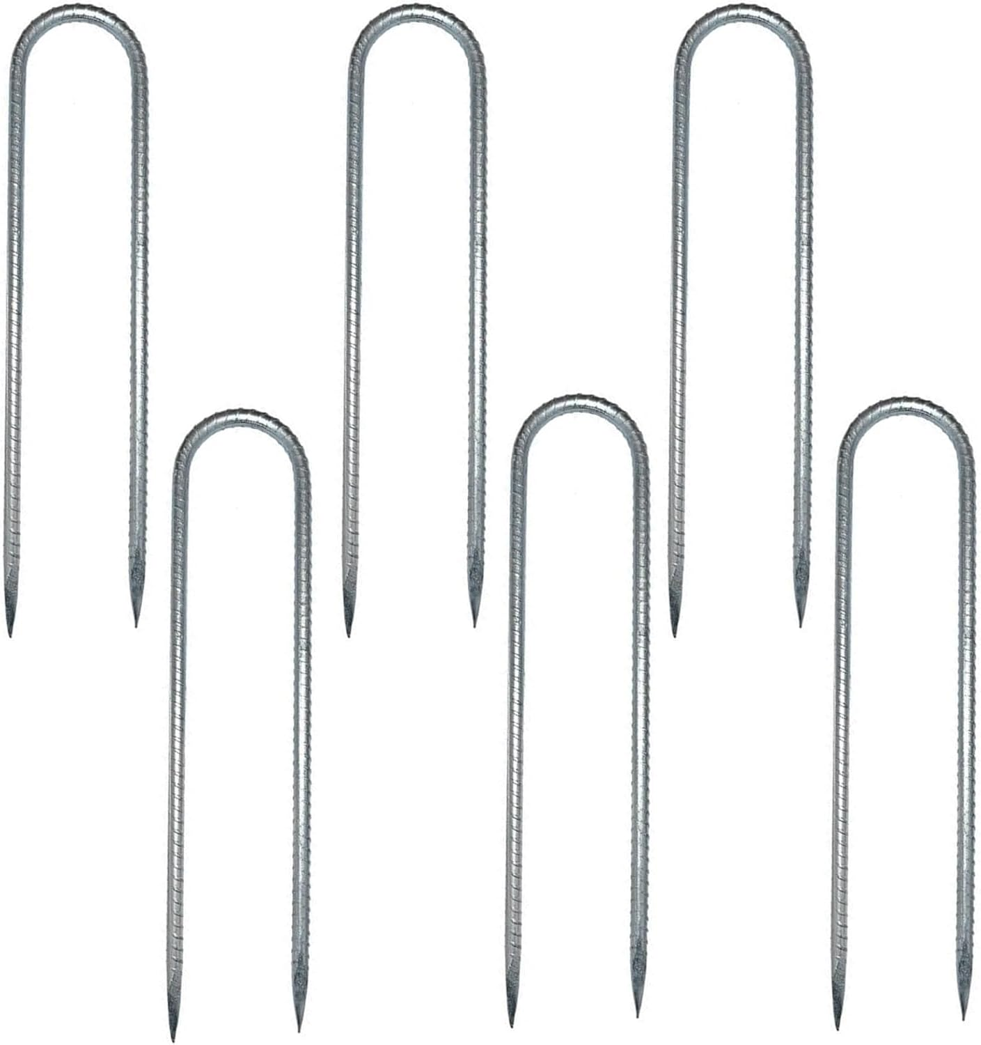 6 Pcs Rebar Ground Tent Stakes, 30CM Heavy Duty Metal Tent Pegs, Anti-Rust Galvanized Ground Anchor, Outdoor Camping Tent Stakes, Ground Anchor U Shaped Ground Nails for Garden Trampoline Swing (6) image number 3