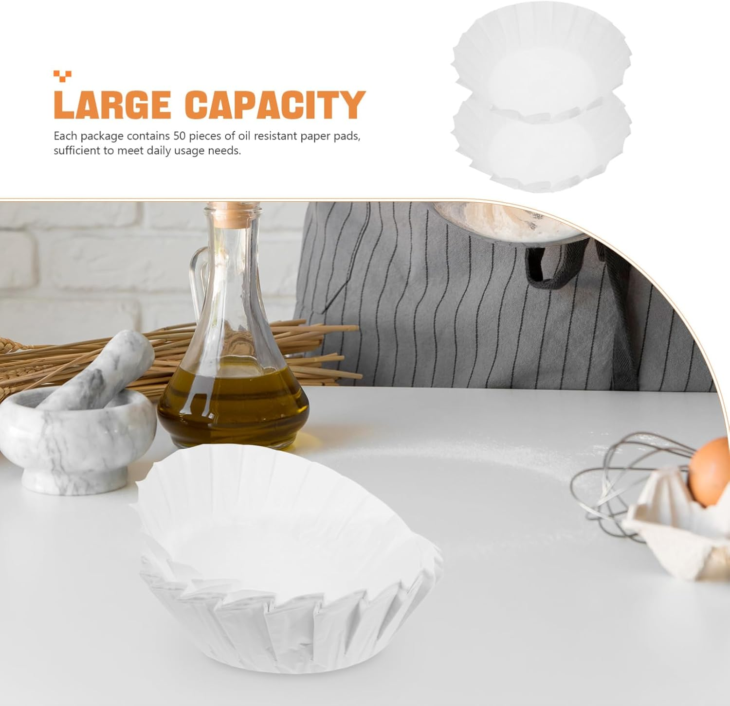 Amosfun 50Pcs Basque Oil Paper Non-Stick Baking Paper Liners for Oven Cupcake Wrappers Greaseproof Cupcake Liners