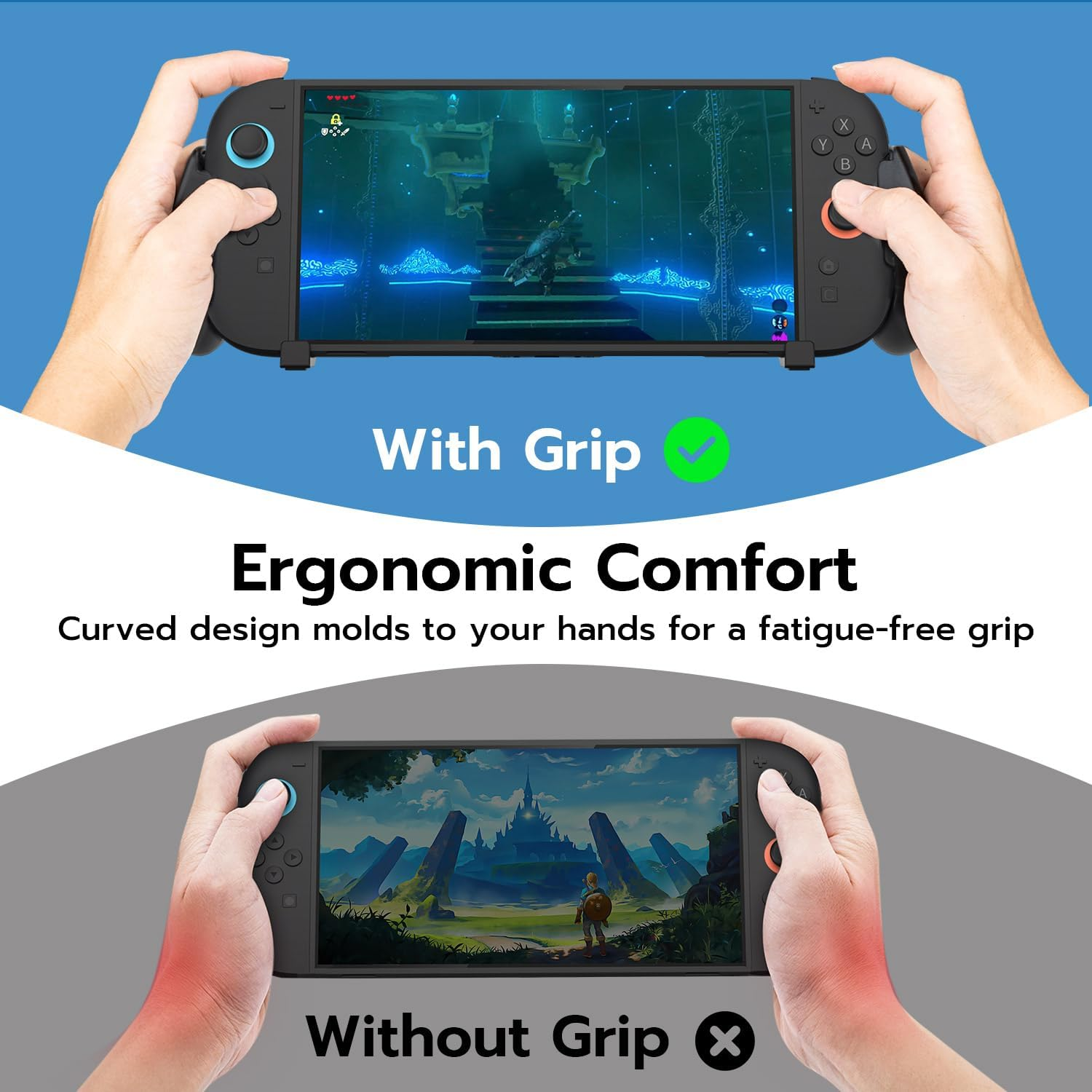 Mcbazel Console Grip for N-Switch 2 with 5 Game Slots Compatible, Ergonomic Grip Hard Shell for Users Who Prefer Handheld Mode, Black image number 2