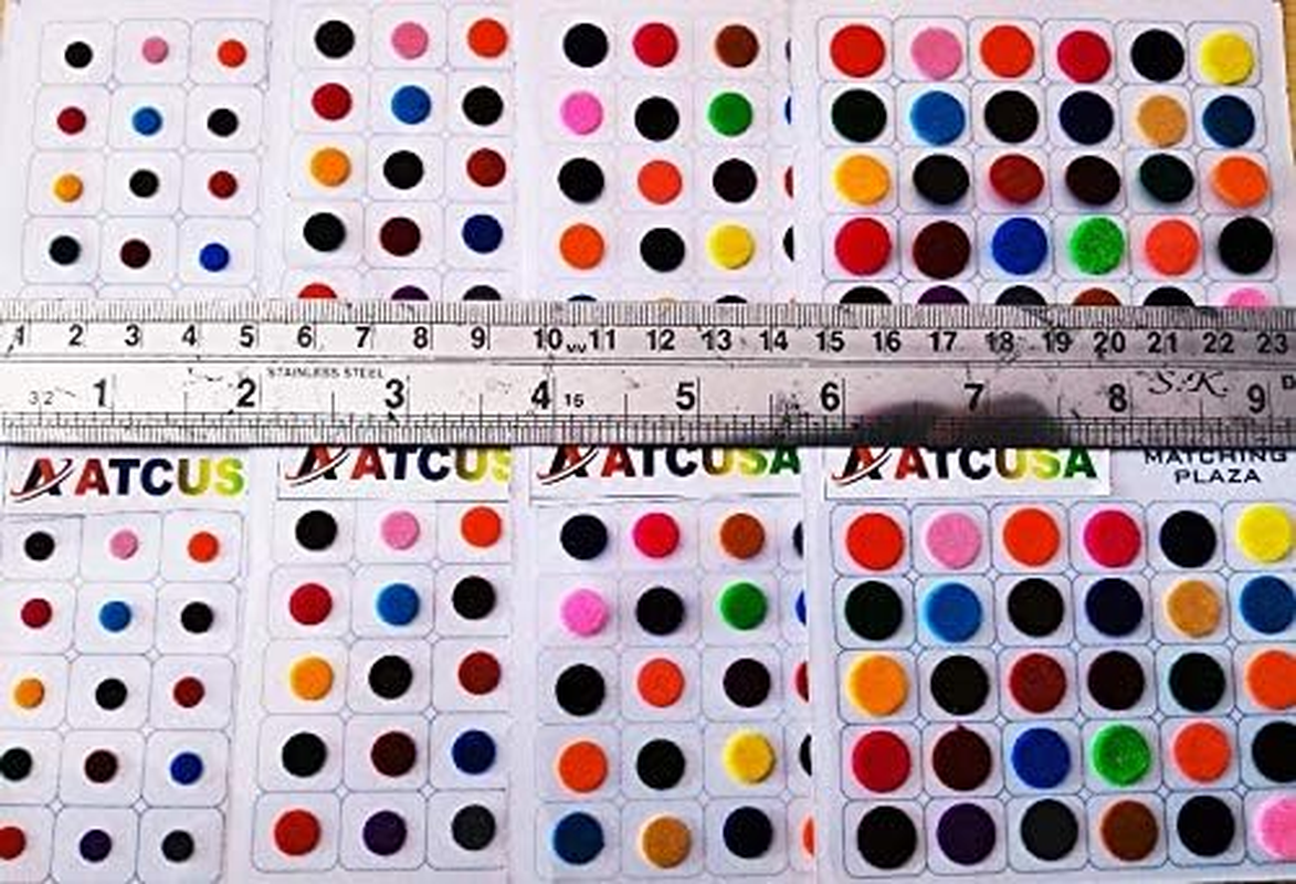 ATCUSA Premium Bindi Assorted Indian Daily Use Forehead Bindi round Dot Tattoo Body Art Sticker Craft Decor Belly Decor 240 Count (Pack of 1) Multi Color image number 2