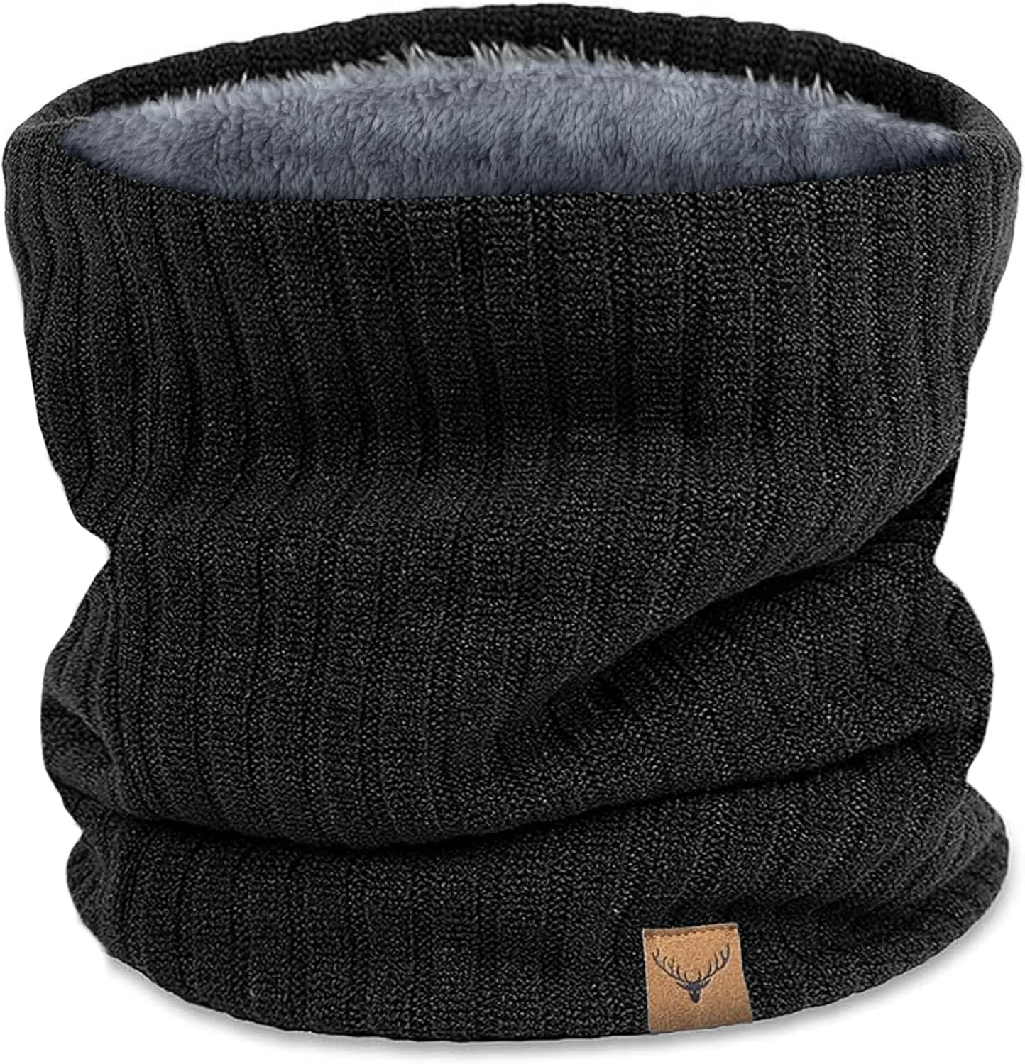 Winter Neck Warmer - Thermal Knitted Snoods Windproof Fleece Lined Circle Scarf Soft Warm Neck Gaiter Gifts for Mens Cycling Skiing Motorcycle image number 3