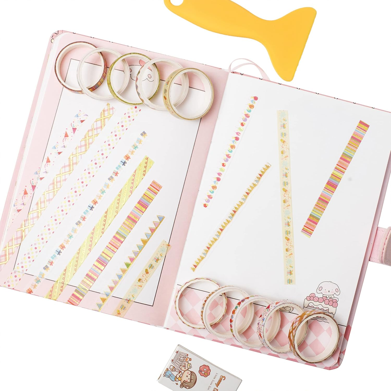 YUBBAEX 10 Rolls Sparkling Washi Tape Set 8Mm Skinny Gold Foil Decorative Masking Washi Tapes for Bullet Journal,Scrapbook, Planner, DIY Crafts (Party Elements) - Beauty image number 4