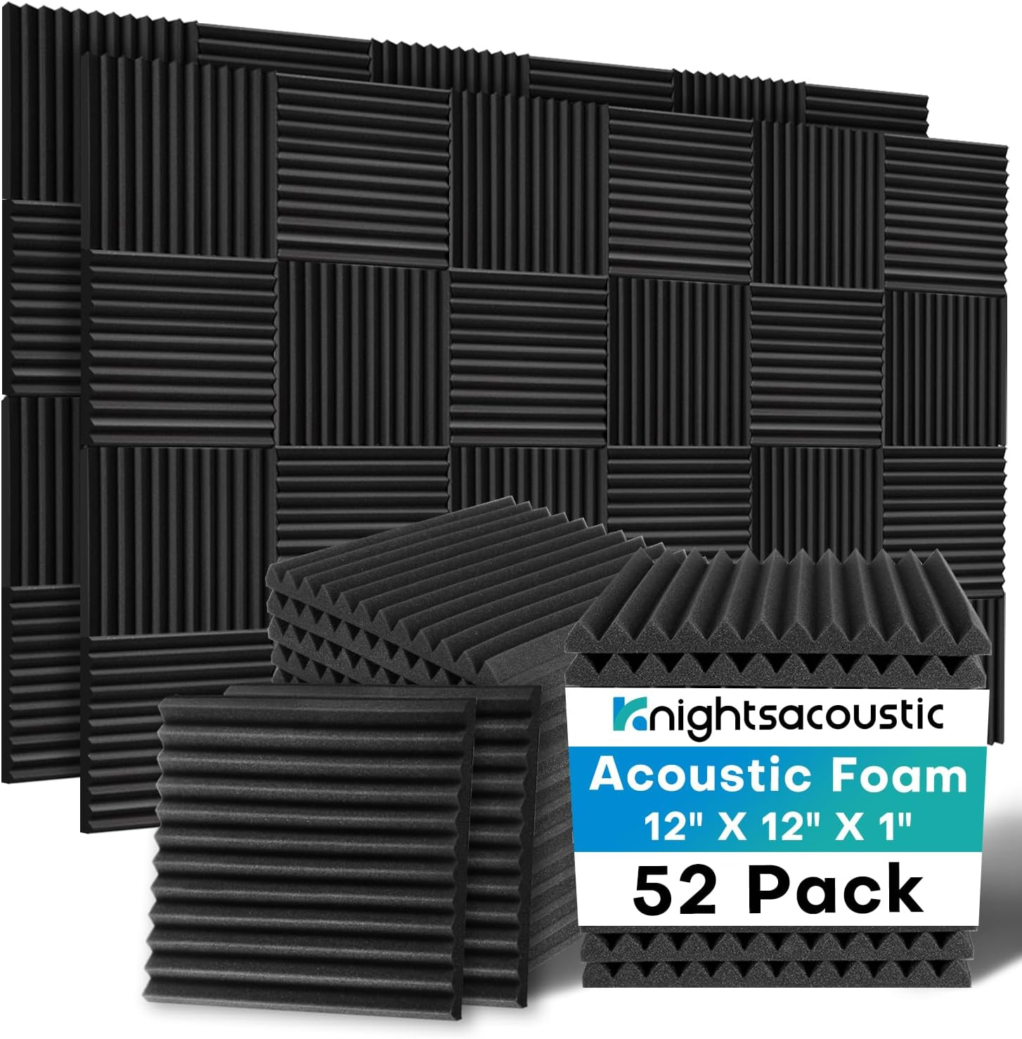 96 Pack Sound Proof Foam Panels for Walls, 2.5 X 30 X 30Cm /1" X 12" X 12" Soundproof Wall Panels, High Density Acoustic Panels Sound Absorbing, Sound Proofing Panel for Recording Studio, Offices