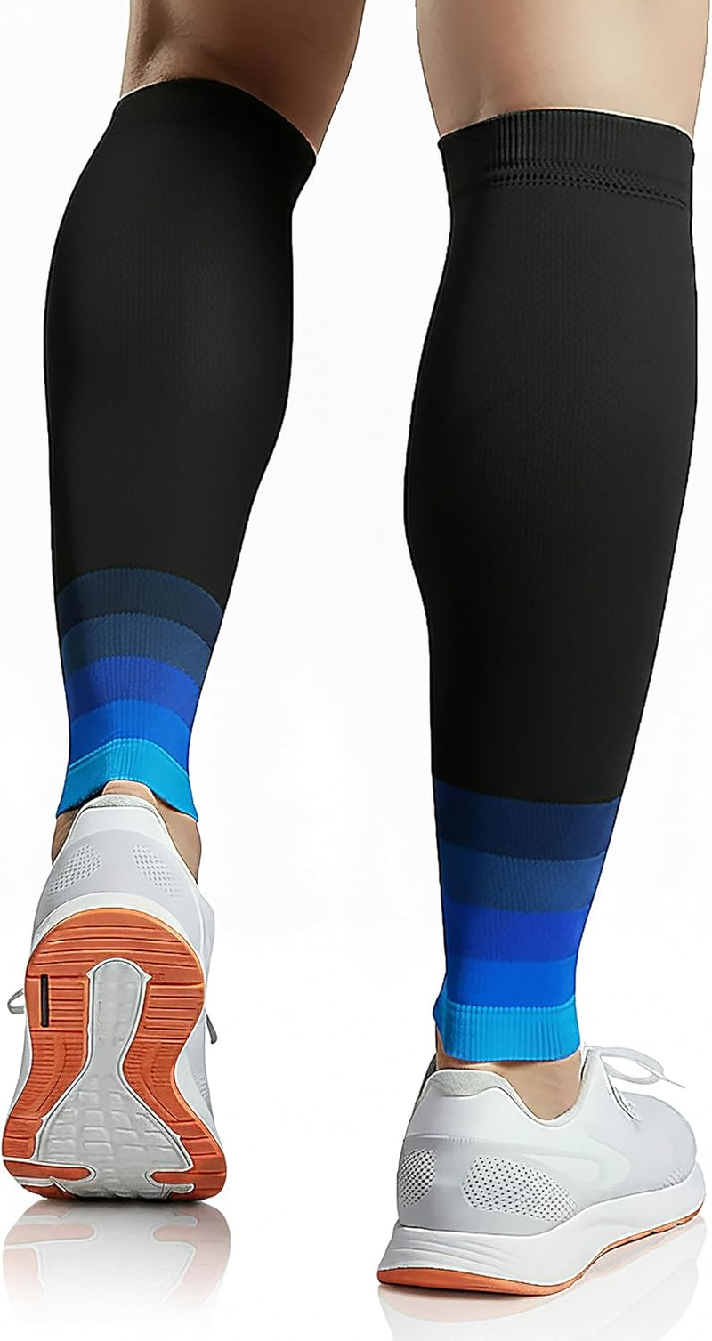 Azengear Calf Sleeves for Men & Women (20-30 Mmhg) - Calf Support - Compression Calf Guards - Leg Sleeves for Torn Muscle - Shin Splints Brace (Pair) - Black S/M