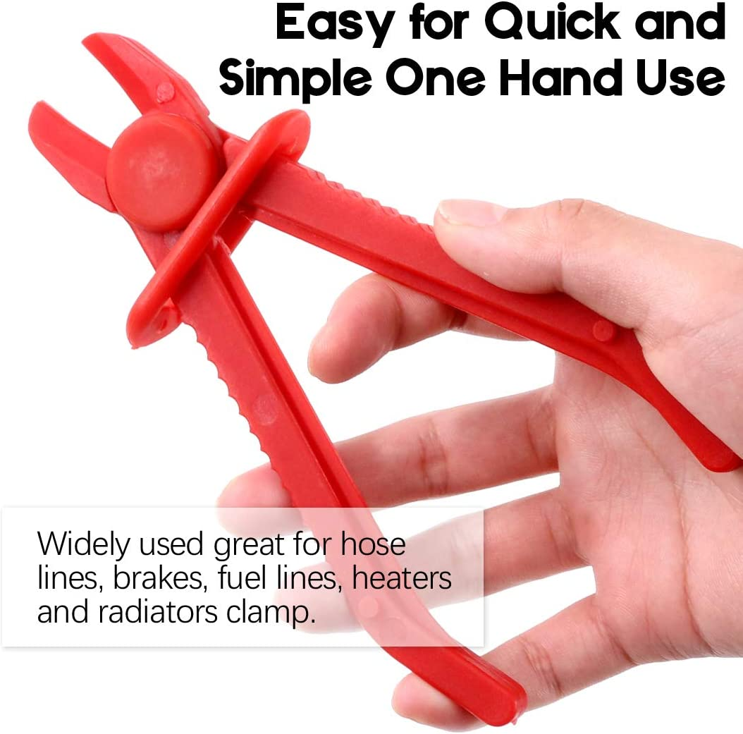 Swpeet 3Pcs Red Line Clamps Flexible Hose Clamps Pliers Kit, Hose Pinch off Pliers Set Line Clamps for Brake, Fuel, Coolant Hoses, Most Flexible 15Mm, 20Mm and 25Mm Hoses image number 4