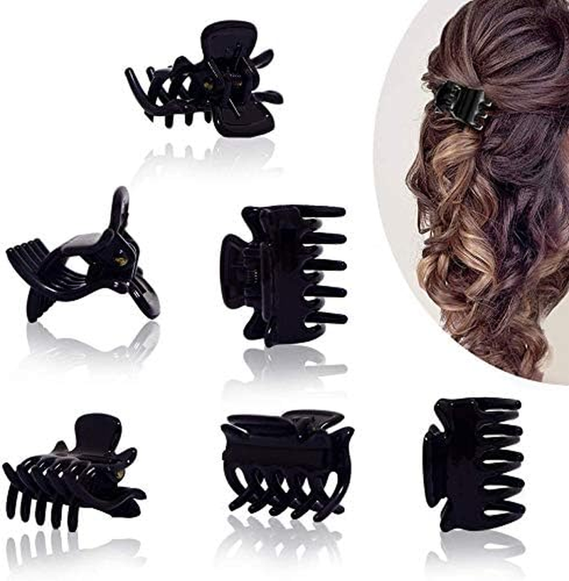 12 PCS Hair Claw Clips Black 1.2 Inches Medium Size Hair Claws Hair Styling Butterfly Hair Clamp for Women Girls