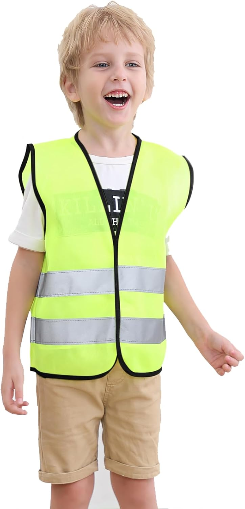 TOPTIE 10 Pack Kids Safety Reflective Vests, High Vis Construction Vest with Elastic Waistband - Blue1 image number 4