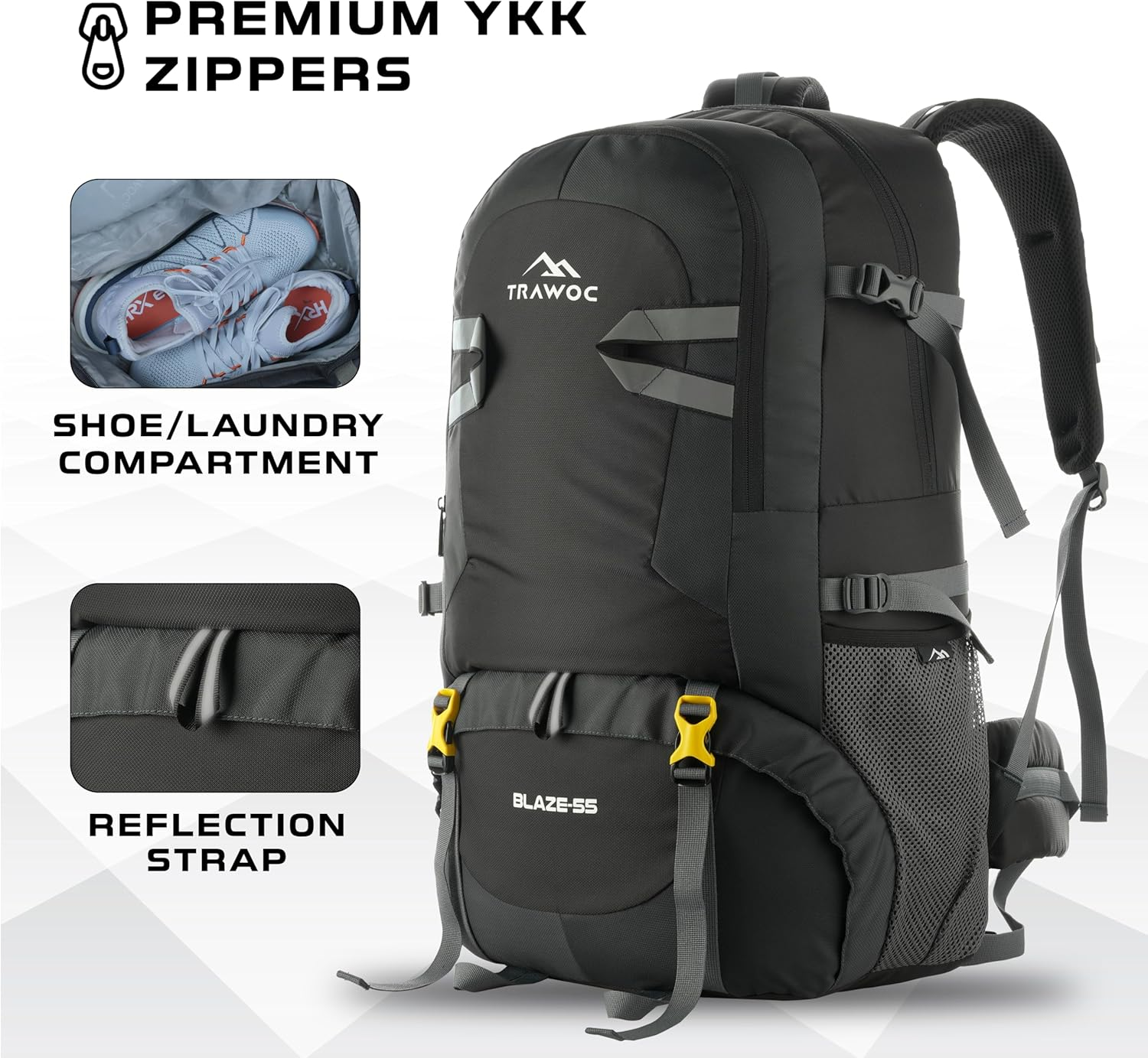 TRAWOC BLAZE 55 Liter Travel Backpack Daypack Bag for Camping Hiking Trekking Bag for Men & Women image number 1