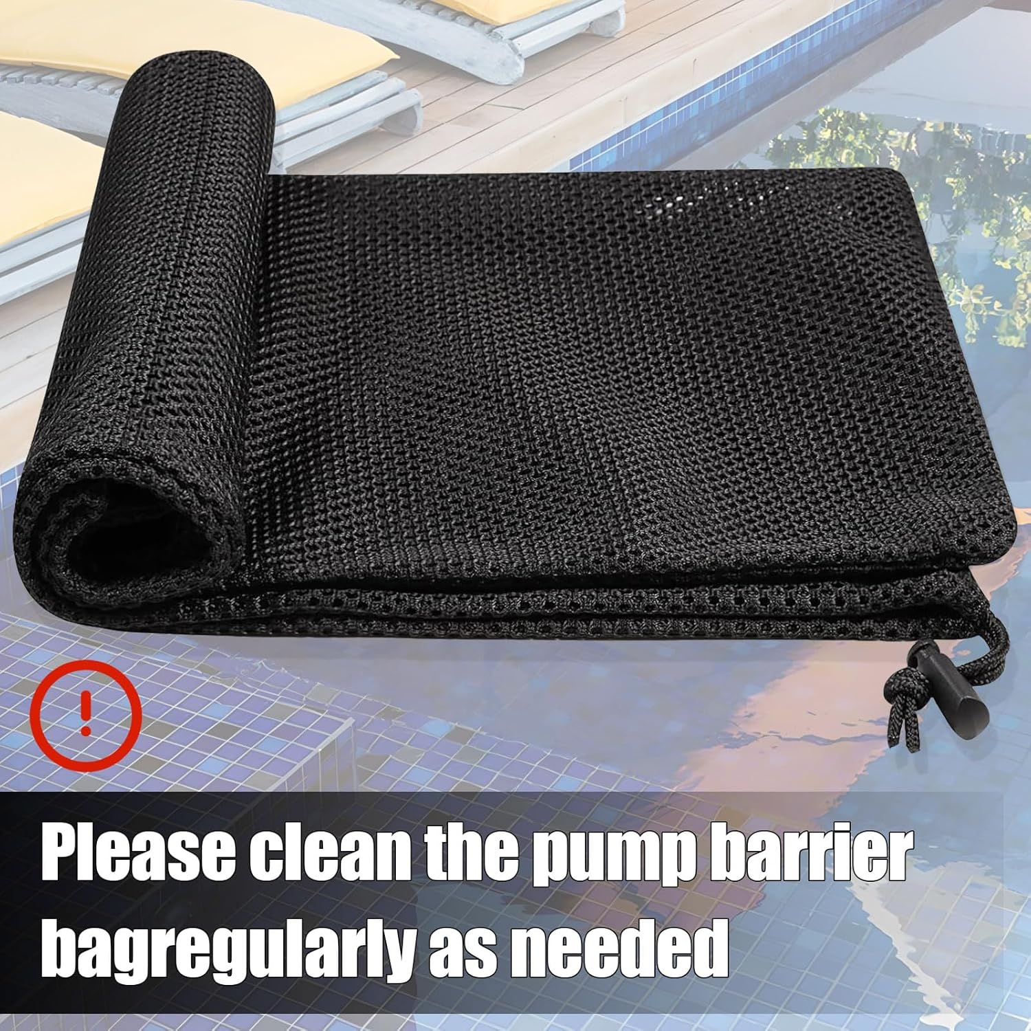 2 Pack Pump Barrier Bag, Black Filter Media Bag, Pump Mesh Bag for Outdoor Water Ponds Filters image number 5