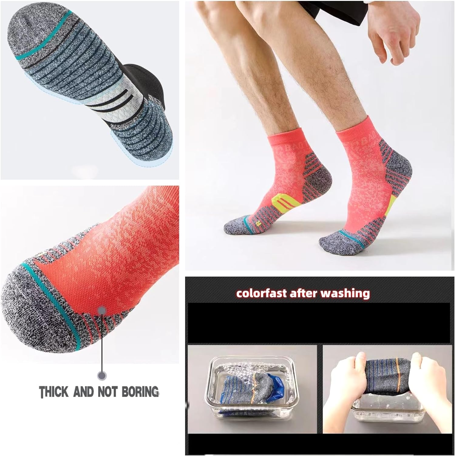 2/3 Pairs Ankle Socks Men Women Breathable Cotton Cushion Tab Crew Socks Wicking Non-Slip Athletic Trainer Socks X131 image number 3