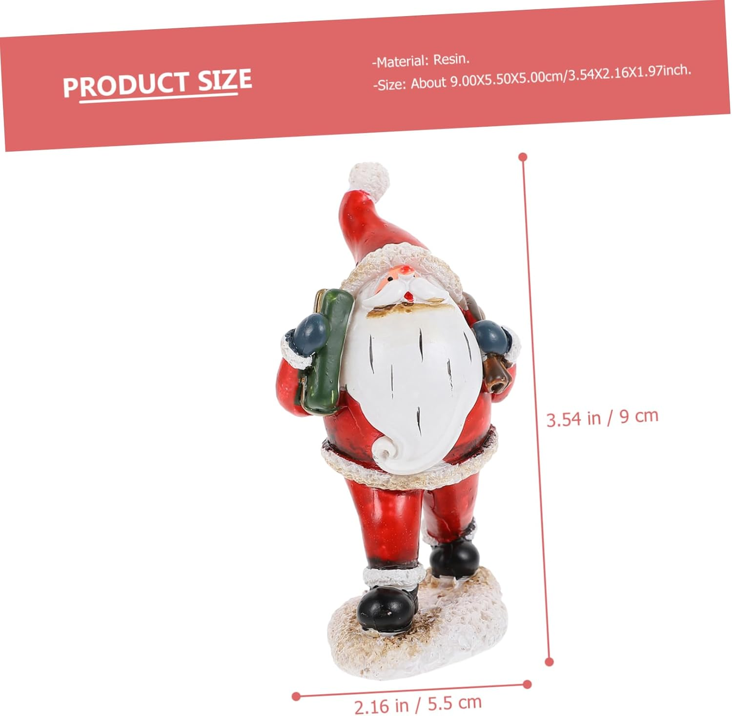 KOMBIUDA Santa Claus Ornaments Resin Christmas Decoration Desktop Adornment Creative Santa Claus Decor Xmas Presents for Home and Party - Red image number 2