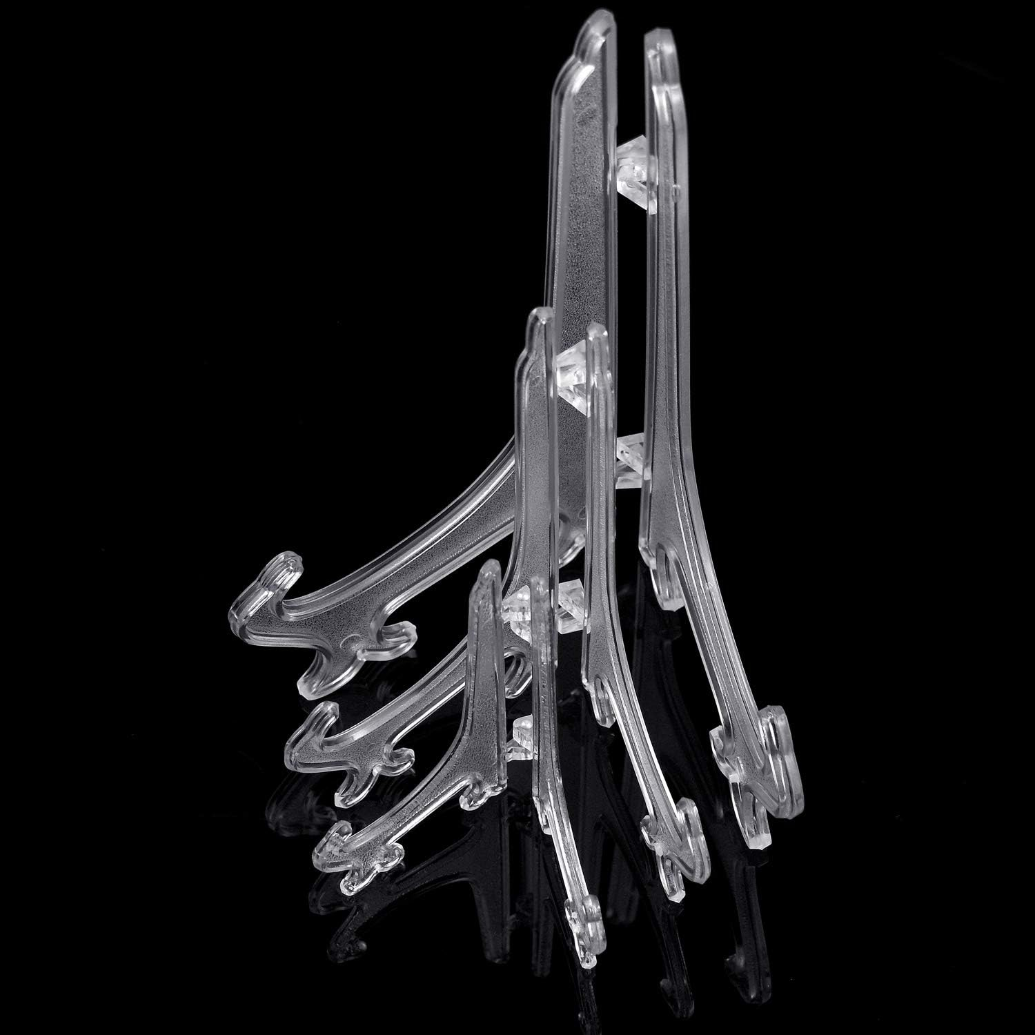 Thyores 6-Pack Plastic Easels, 4/6/8 Inches Clear Easel Display Stand/Plate Holders to Display Pictures, Items image number 4