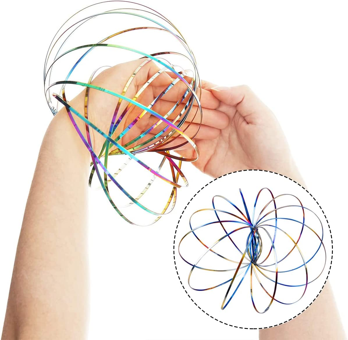 Magic Flow Ring, Thick Stainless Steel Arm Flow Rings Spring Toy for Kids Gift, Party, Toy Party, Magic Show (Color) image number 6