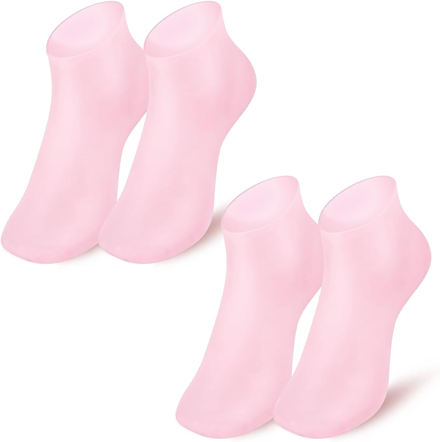 2 Pairs Silicone Socks, Moisturizing Socks for Dry Cracked Feet Women (Pink)