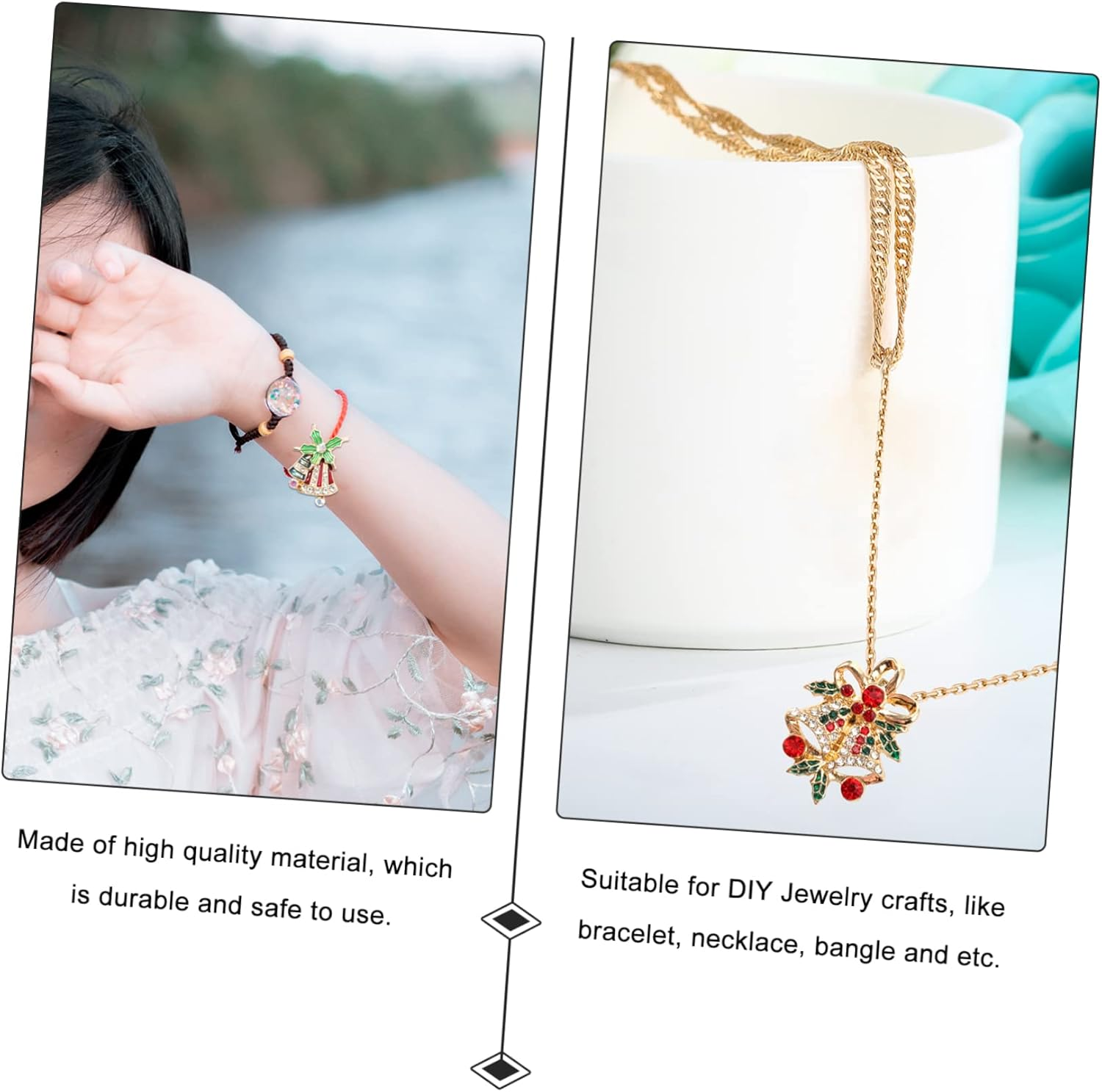 NOLITOY 12Pcs Mixed Christmas Rhinestone Snap Buttons Alloy Jewelry Charms for DIY Bracelet Necklace Christmas Craft Supplies Random Style image number 2