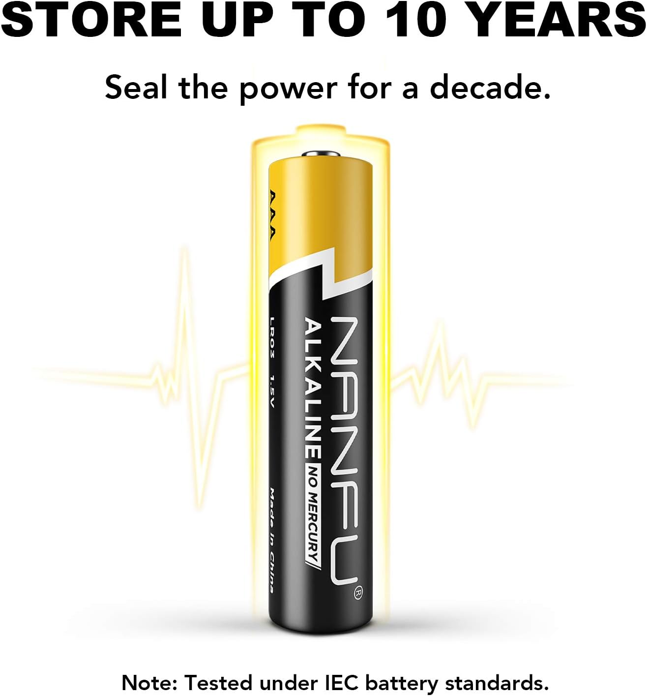 NANFU 20Pack AAA Batteries, 1300Mah 1.5V LR03 Alkaline Non-Rechargeable Triple-A Battery for Remote Control, Clock, Kids Toy, Wireless Mouse, Glucose Monitor, Scale, Electric Toothbrush image number 5