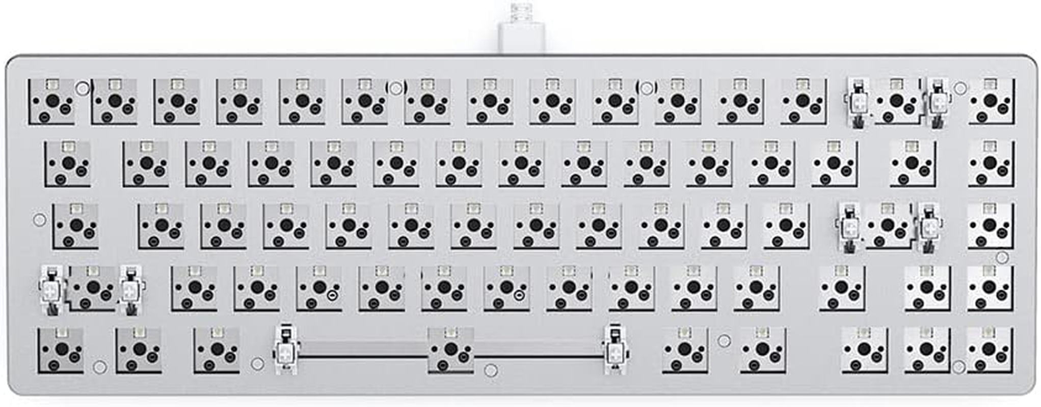 Glorious Gaming GMMK 2 Compact 65% Barebones (Frame Only) - Mechanical Gaming Keyboard Frame, Compact TKL Size (65%), Aluminium, Customisable, per Key RGB, American/Ansi Layout - White